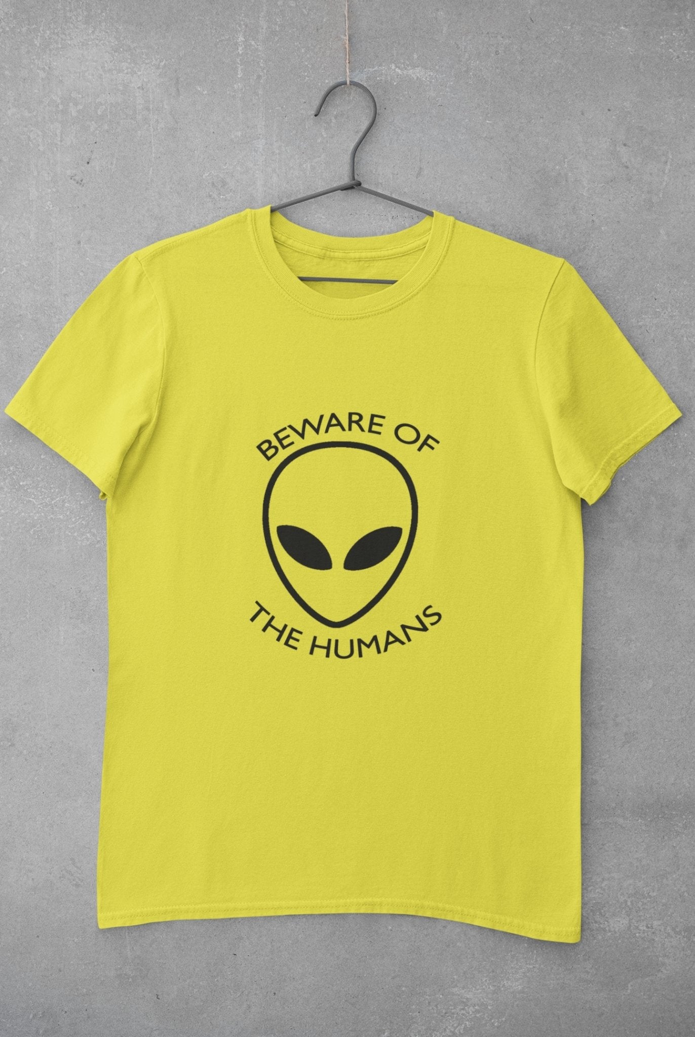 Beware of the Humans Mens Half Sleeves T-shirt- FunkyTeesClub - Funky Tees Club