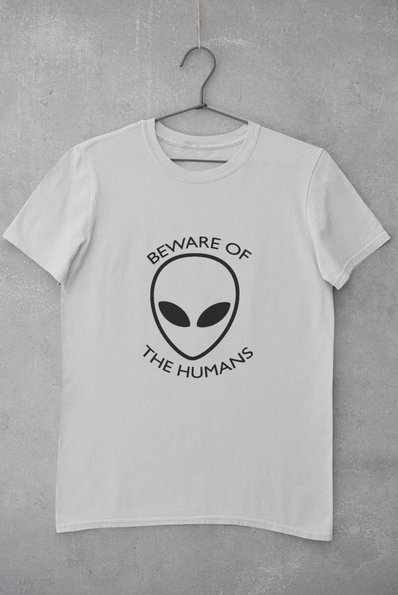 Beware of the Humans Mens Half Sleeves T-shirt- FunkyTeesClub - Funky Tees Club