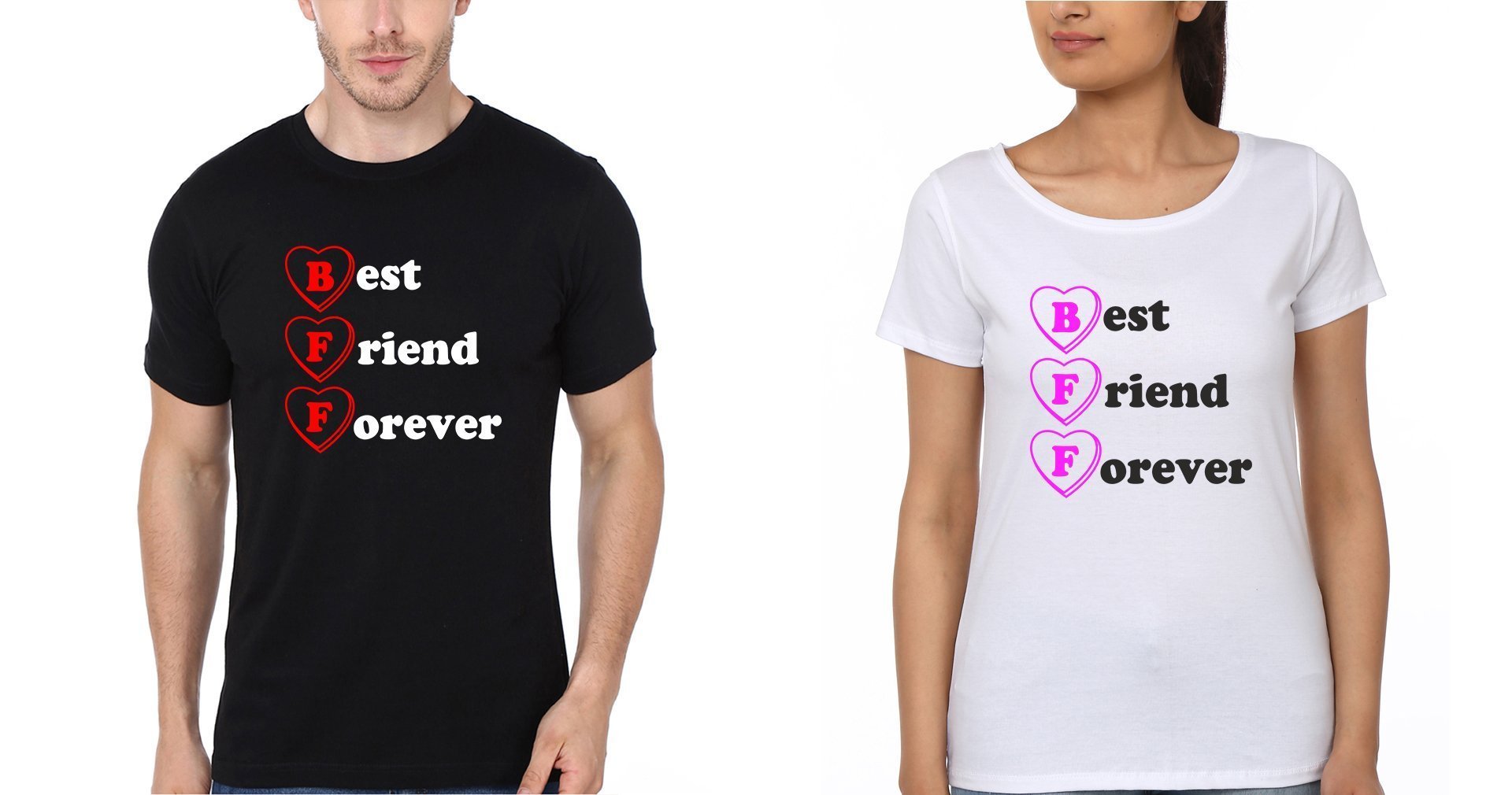 BFF Half Sleeves T-Shirts-FunkyTees - Funky Tees Club