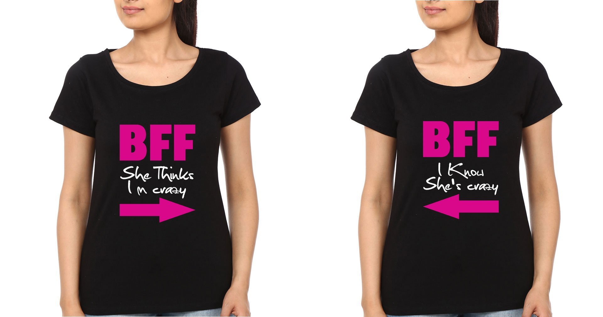 BFF Half Sleeves T-Shirts-FunkyTees - Funky Tees Club