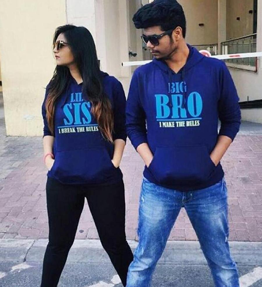 Big Bro Make The Rules Lil Sis Break The Rules Brother-Sister Hoodies-FunkyTees - Funky Tees Club