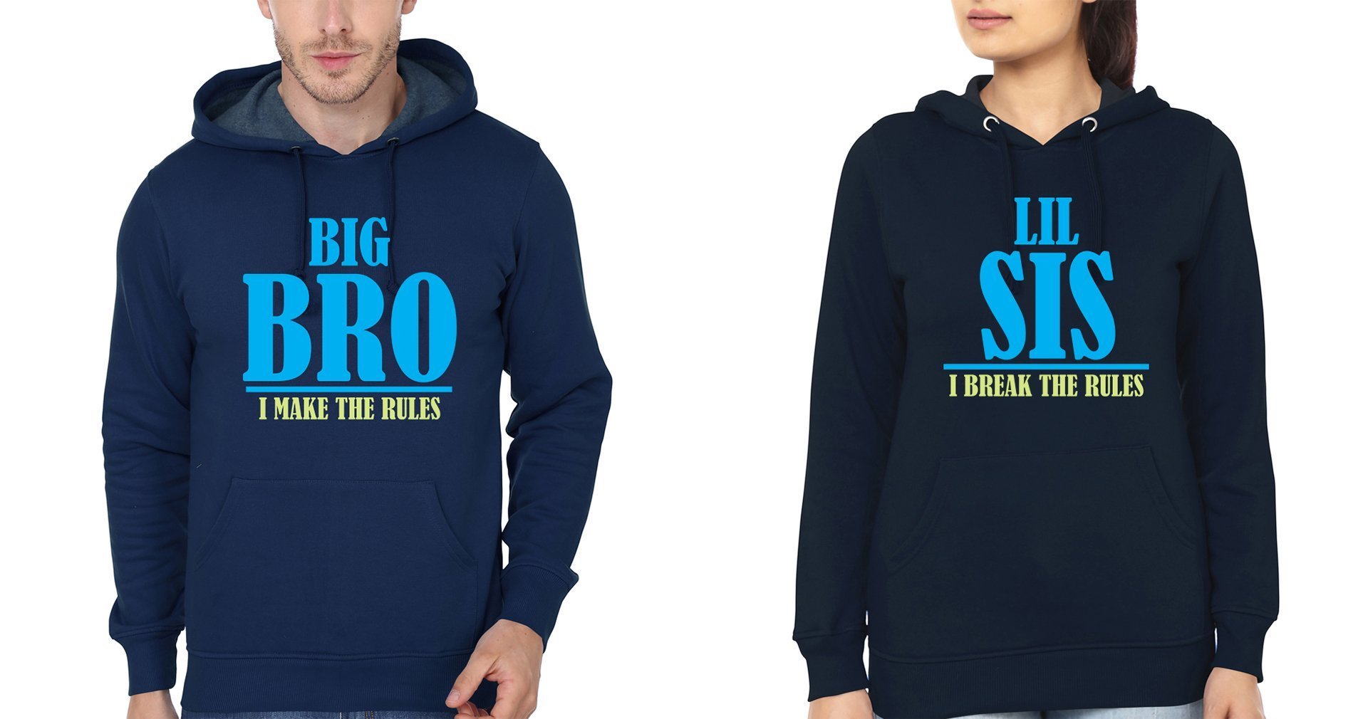 Big Bro Make The Rules Lil Sis Break The Rules Brother-Sister Hoodies-FunkyTees - Funky Tees Club