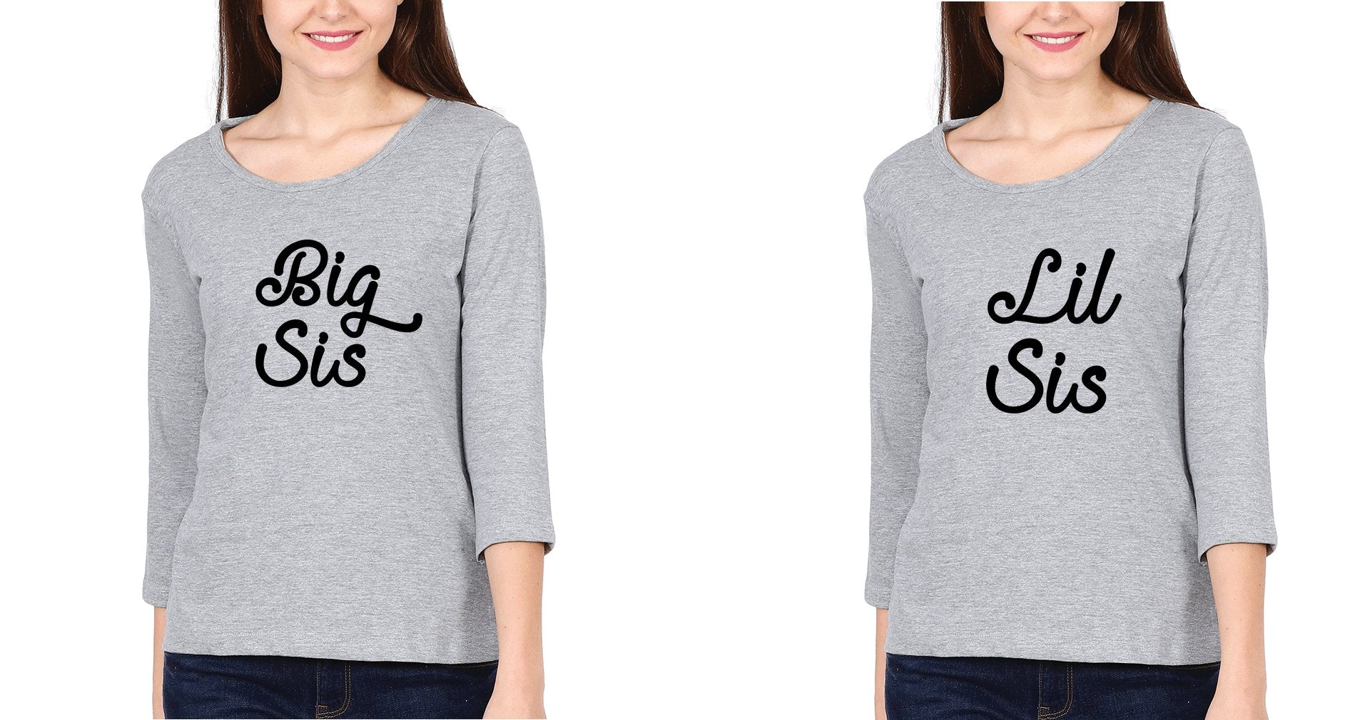 Big Lil Sis Sister Sister Full Sleeves T-Shirts -FunkyTees - Funky Tees Club