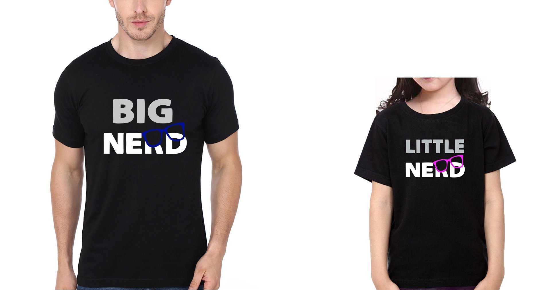 Big Nerd Little Nerd Father and Daughter Matching T-Shirt- FunkyTeesClub - Funky Tees Club