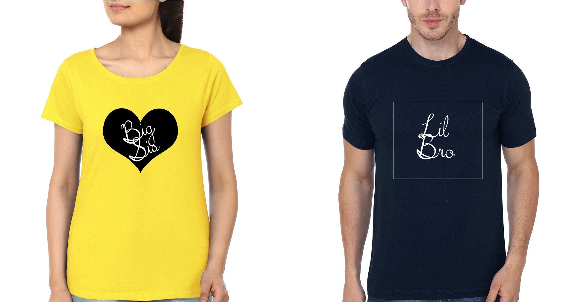 BIG SIS LIL BRO Brother-Sister Half Sleeves T-Shirts -FunkyTees - Funky Tees Club