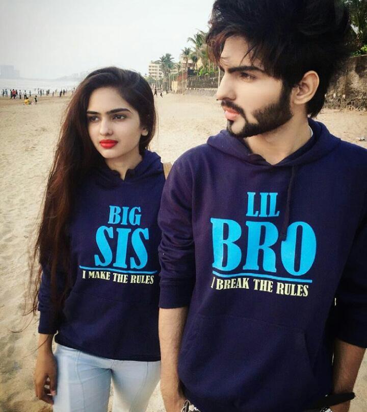 Big Sis Make The Rules Lil Bro Break The Rules Brother-Sister Hoodies-FunkyTees - Funky Tees Club