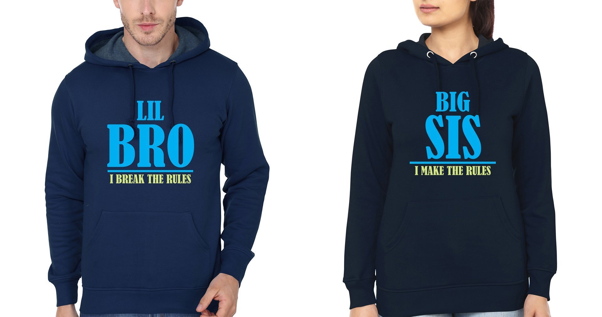 Big Sis Make The Rules Lil Bro Break The Rules Brother-Sister Hoodies-FunkyTees - Funky Tees Club