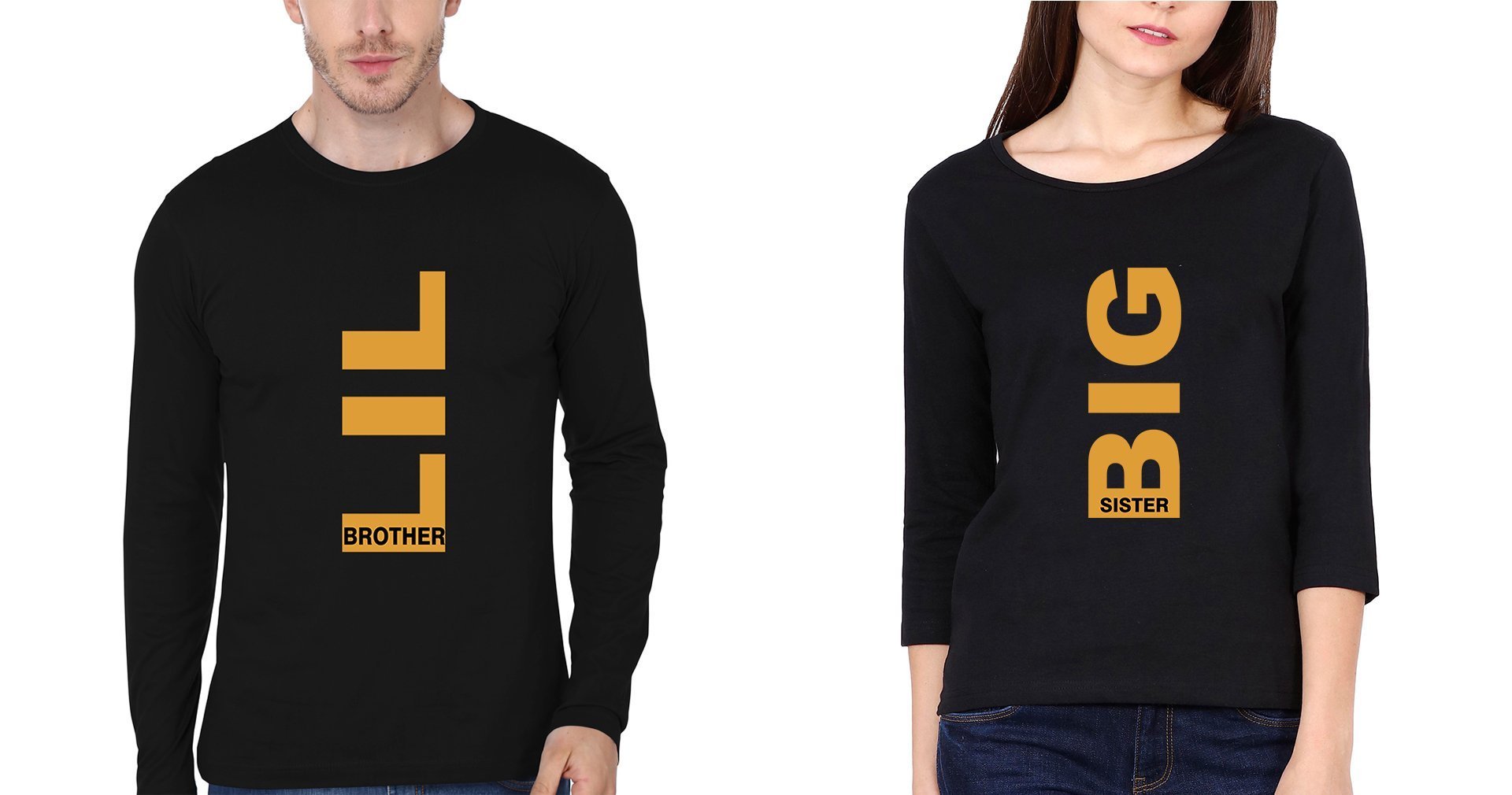 Big Sister Lil Brother-Sister Full Sleeves T-Shirts -FunkyTees - Funky Tees Club