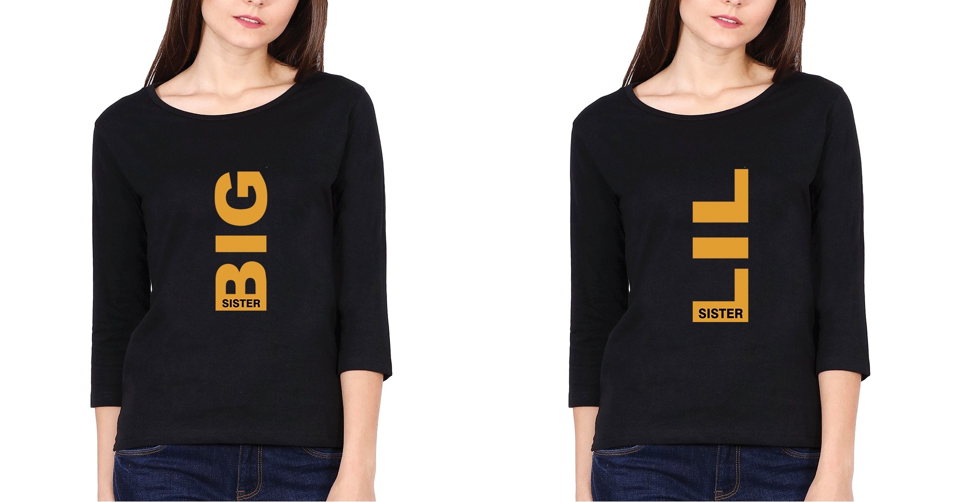 Big Sister Lil Sister Sister Full Sleeves T-Shirts -FunkyTees - Funky Tees Club