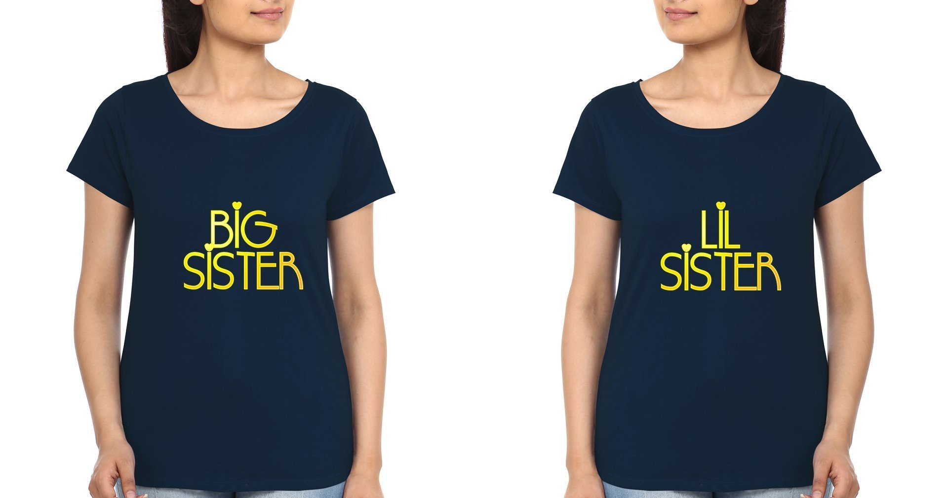 Big Sister Lil Sister Sister Half Sleeves T-Shirts -FunkyTees - Funky Tees Club