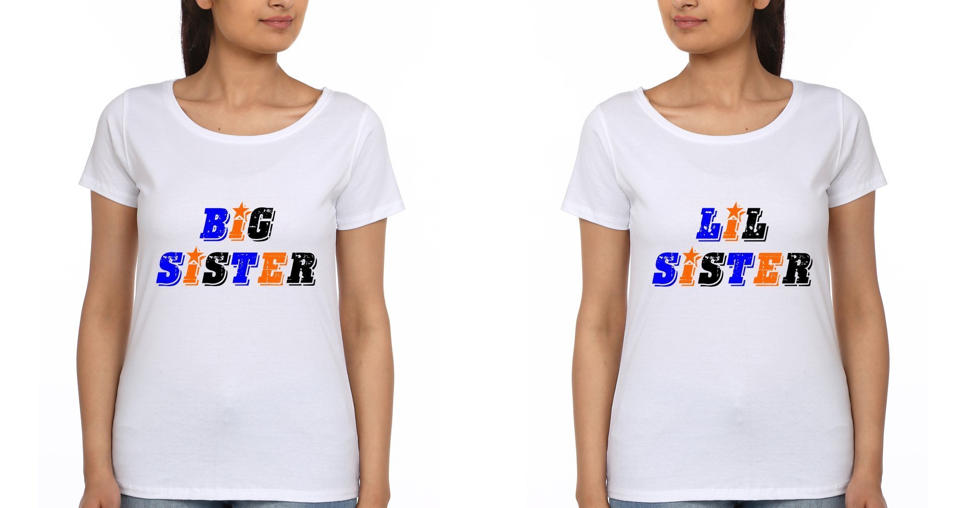 Big Sister Lil Sister Sister Half Sleeves T-Shirts -FunkyTees - Funky Tees Club