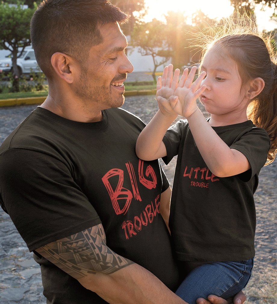 Big Trouble & Lil Trouble Father and Daughter Matching T-Shirt- FunkyTeesClub - Funky Tees Club