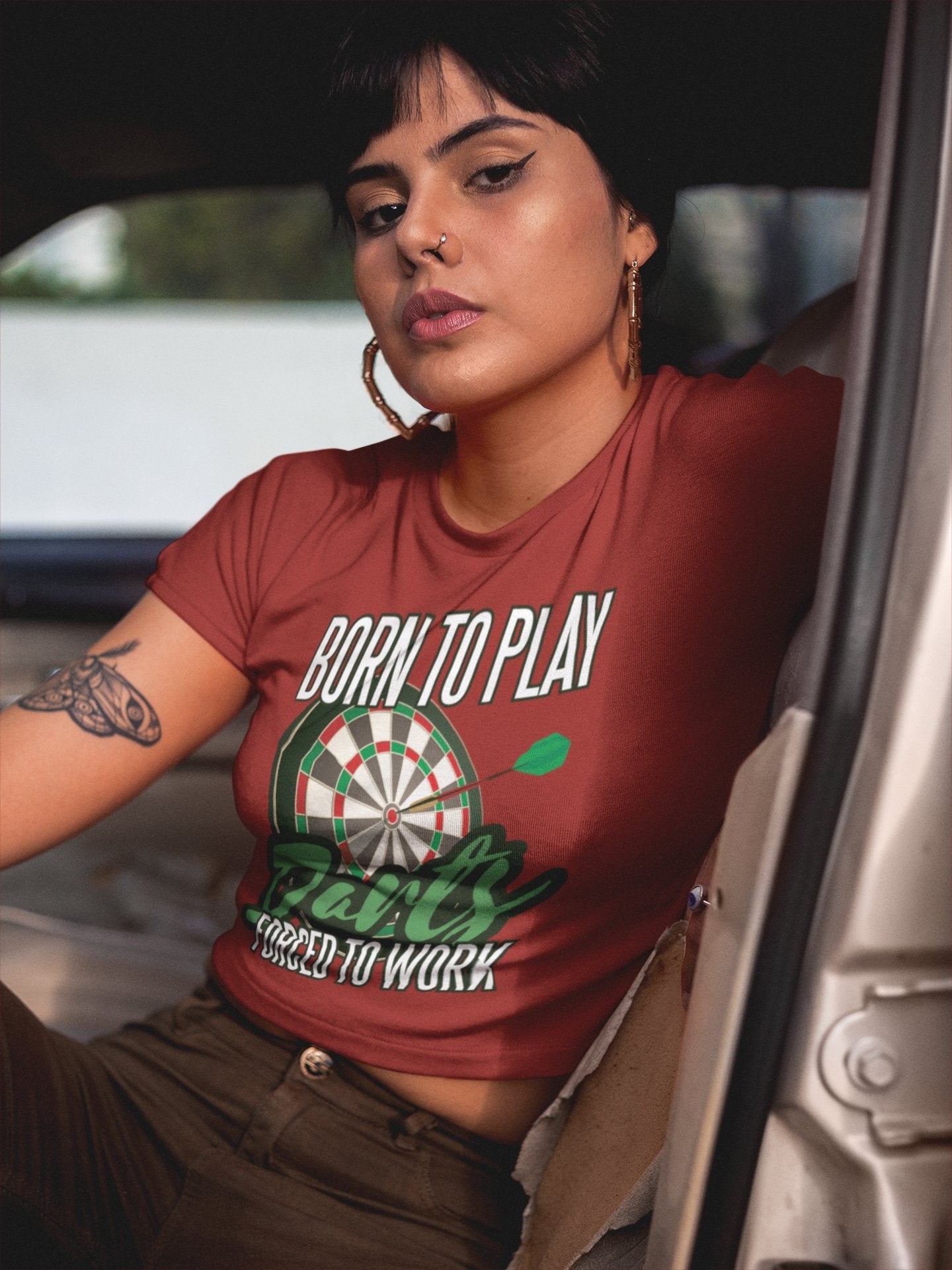 Born To Darts Women Crop Top- FunkyTeesClub - Funky Tees Club