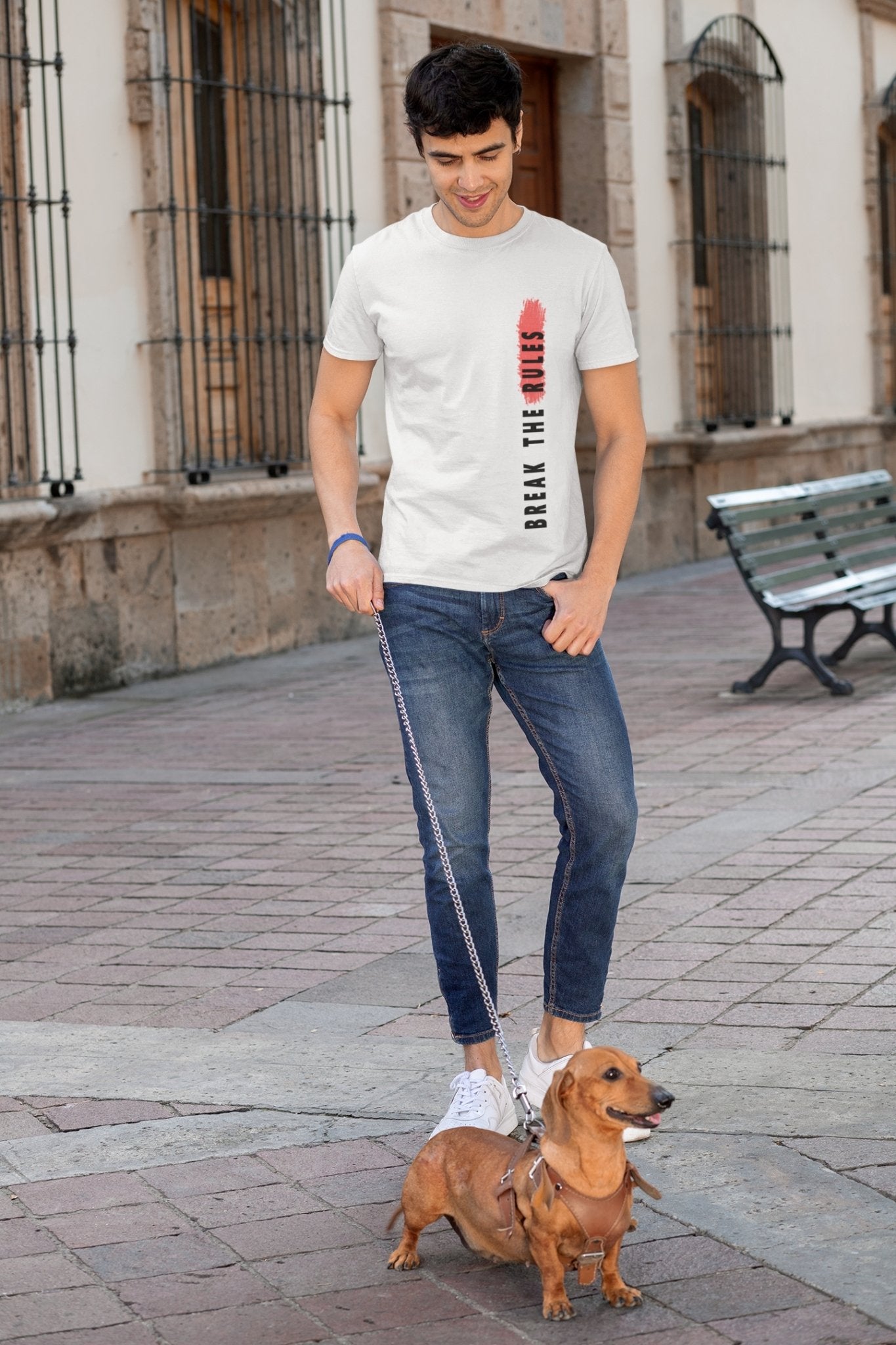 Break The Rules Mens Half Sleeves T-shirt- FunkyTeesClub - Funky Tees Club