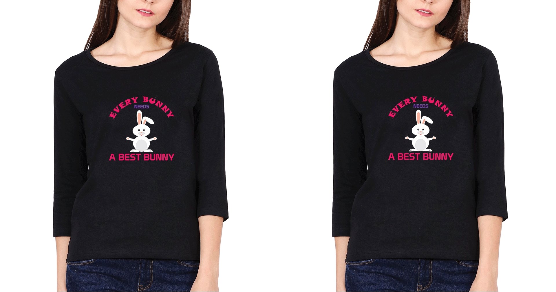 Bunny Sister Sister Full Sleeves T-Shirts -FunkyTees - Funky Tees Club