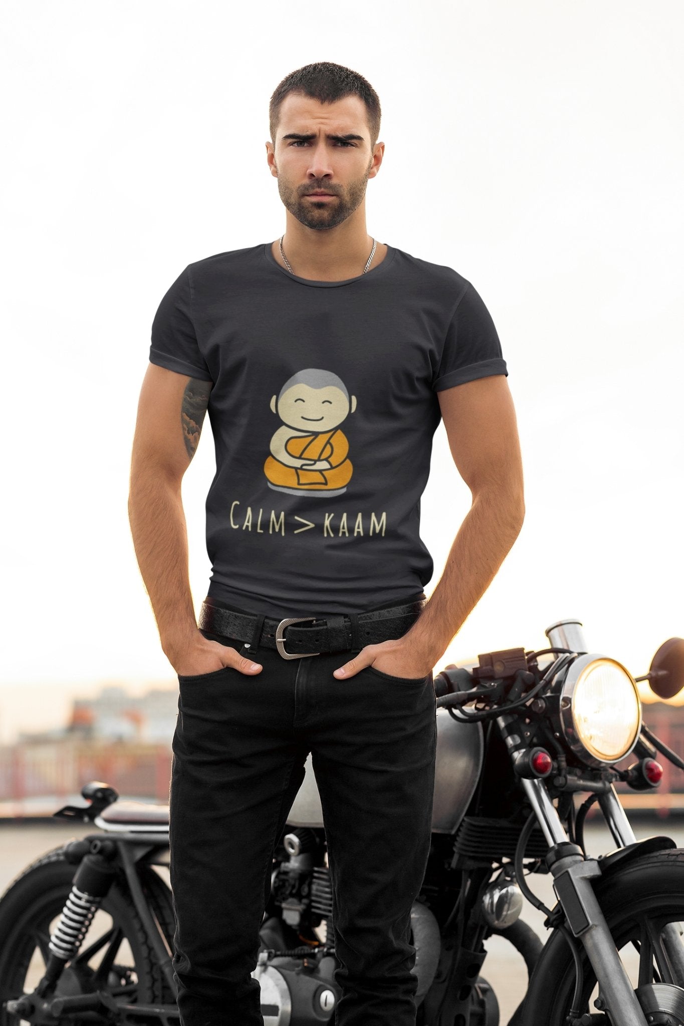 Calm or Kaam Mens Half Sleeves T-shirt- FunkyTeesClub - Funky Tees Club