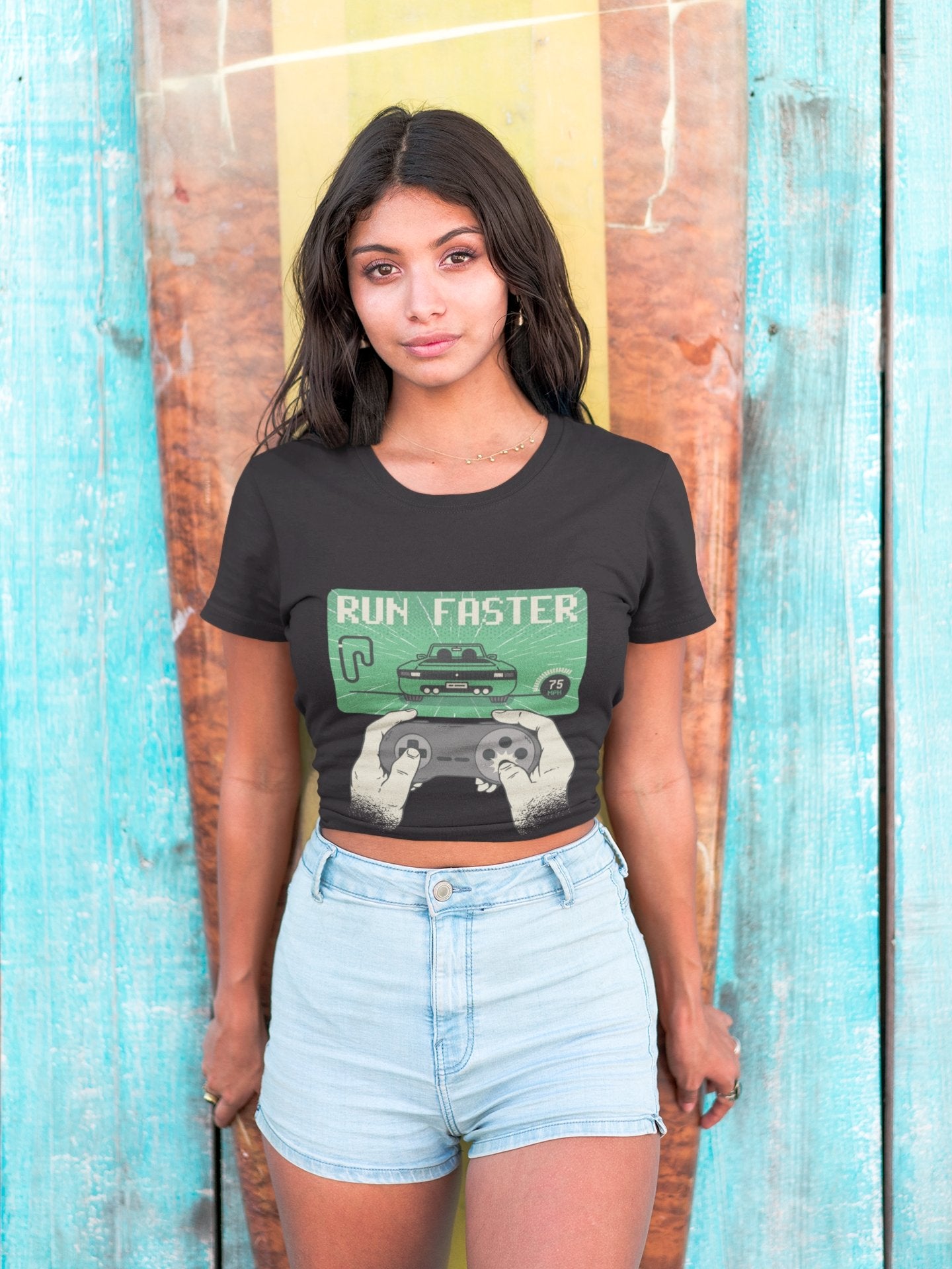 Car gaming Women Crop Top- FunkyTeesClub - Funky Tees Club