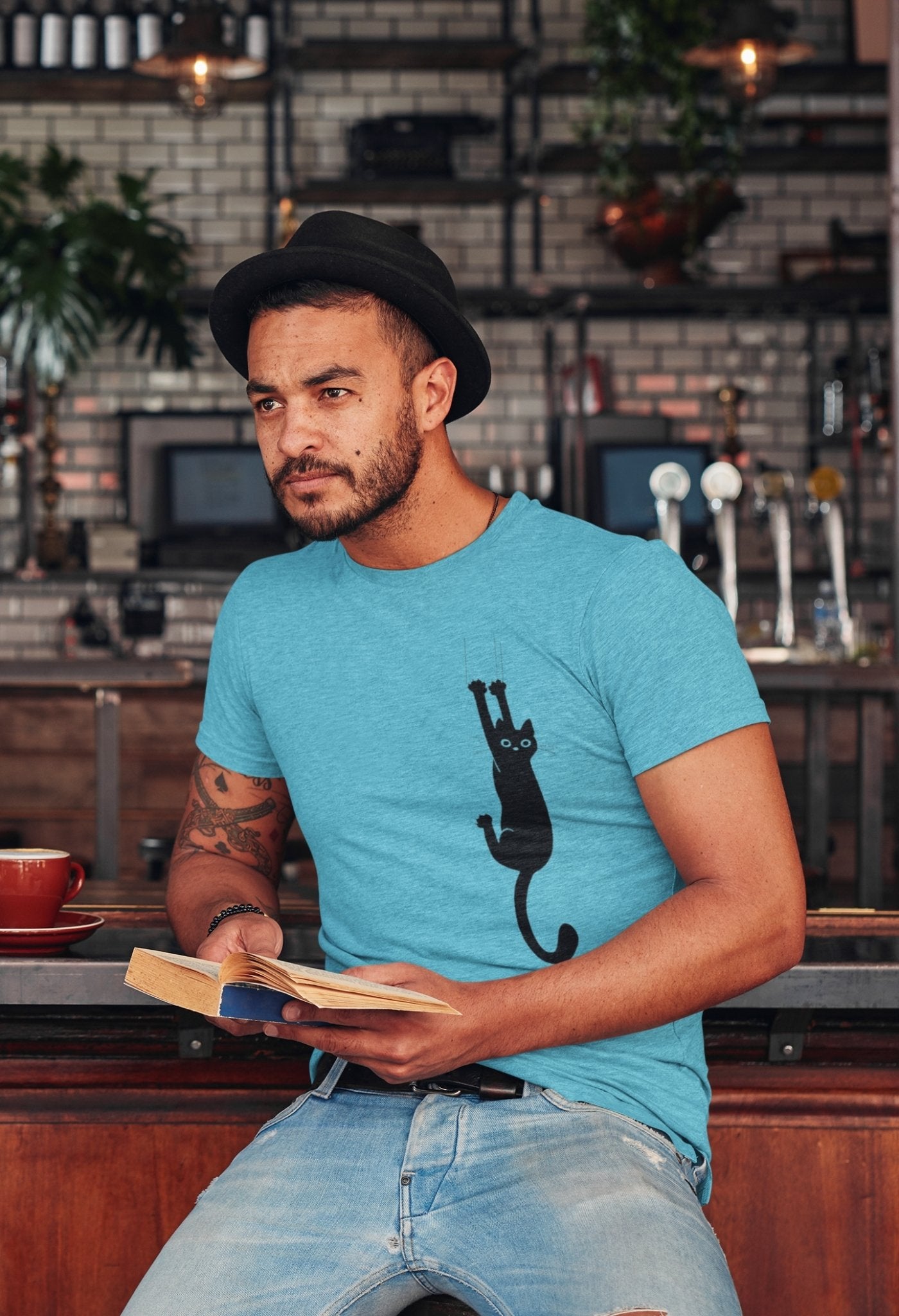 Cat Scratching Mens Half Sleeves T-shirt- FunkyTeesClub - Funky Tees Club