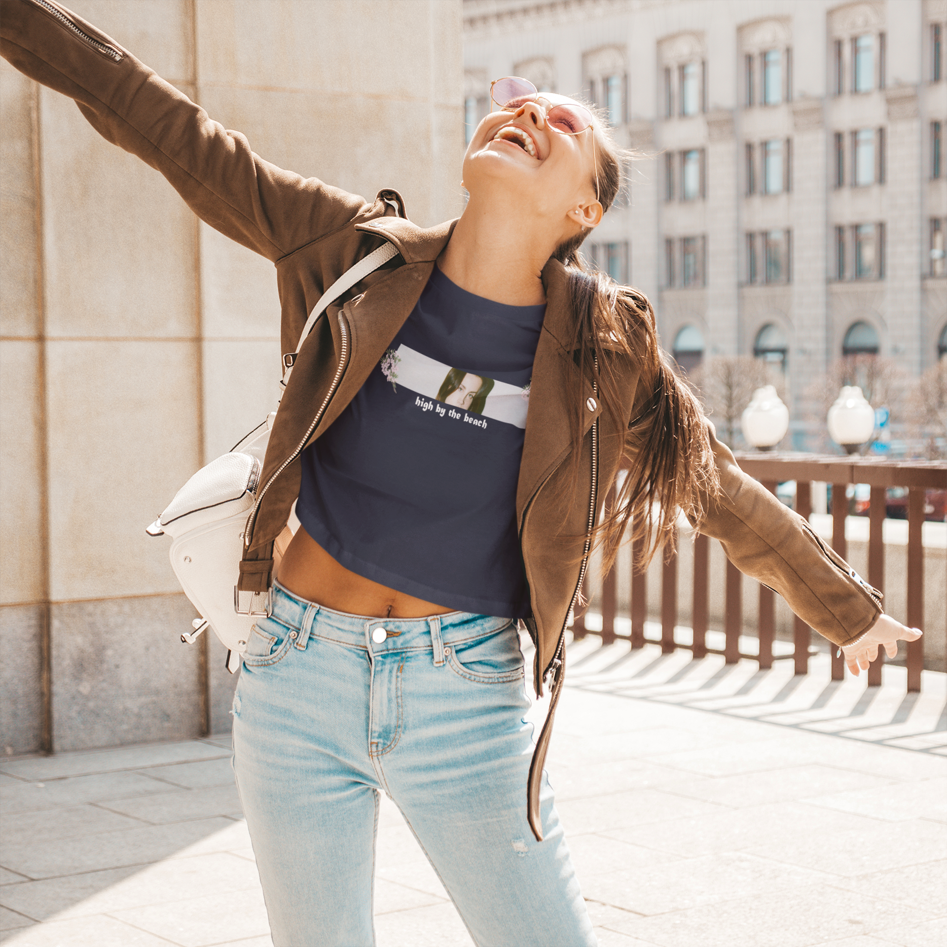 High By The Beach Minimals Women Crop Top- FunkyTeesClub