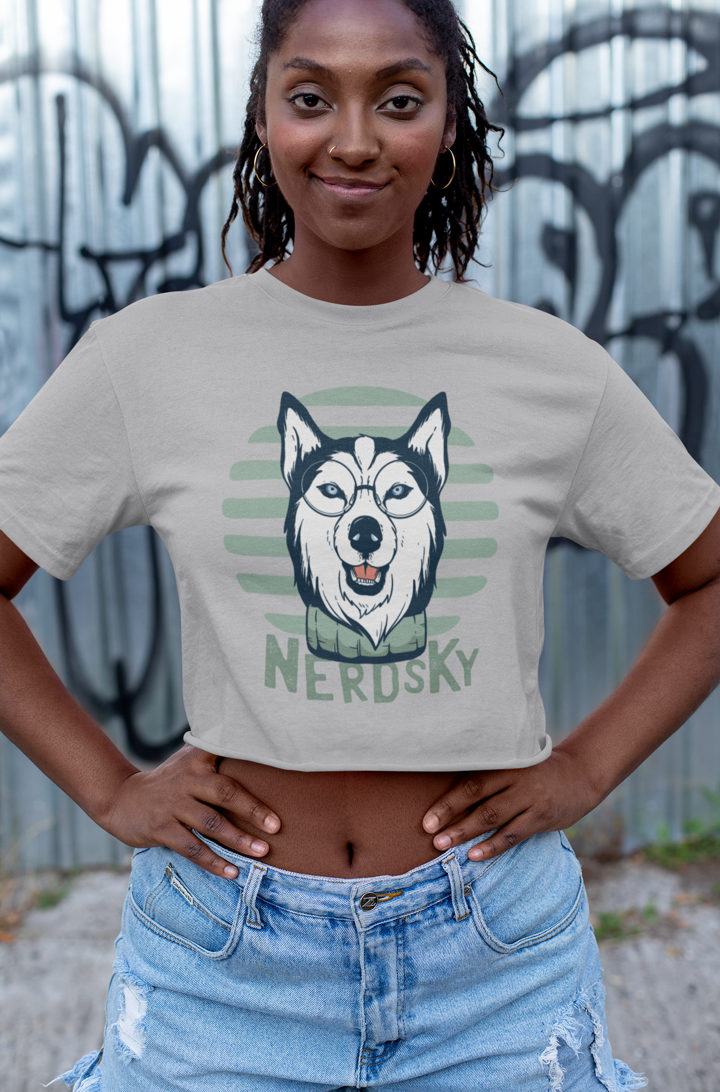 Husky glasses Women Crop Top- FunkyTeesClub