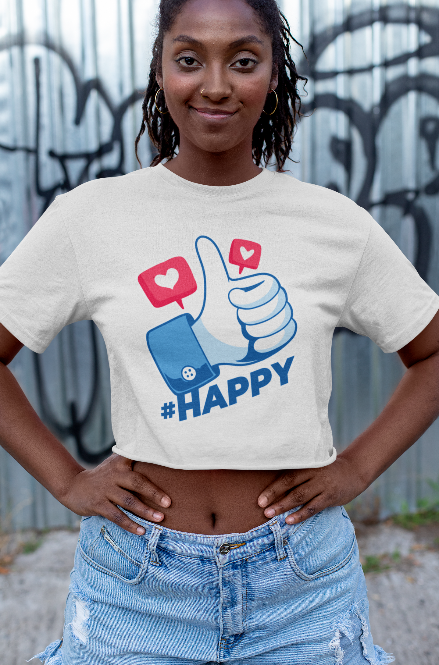 Happy Women Crop Top- FunkyTeesClub