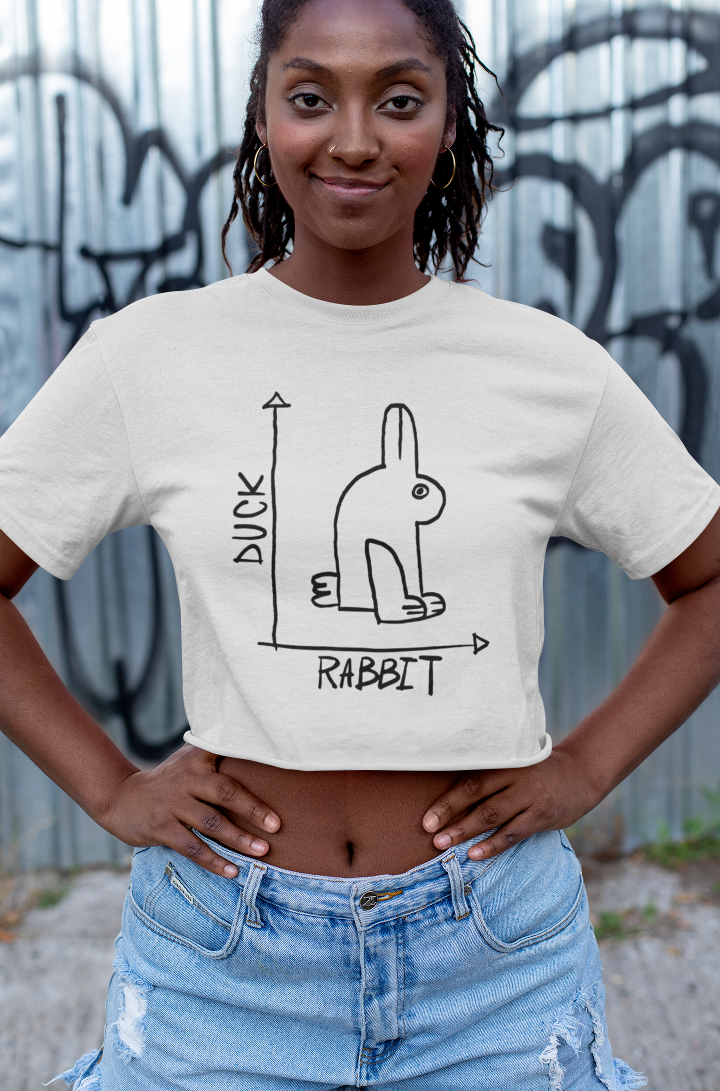 Rabbit duck graph Women Crop Top- FunkyTeesClub
