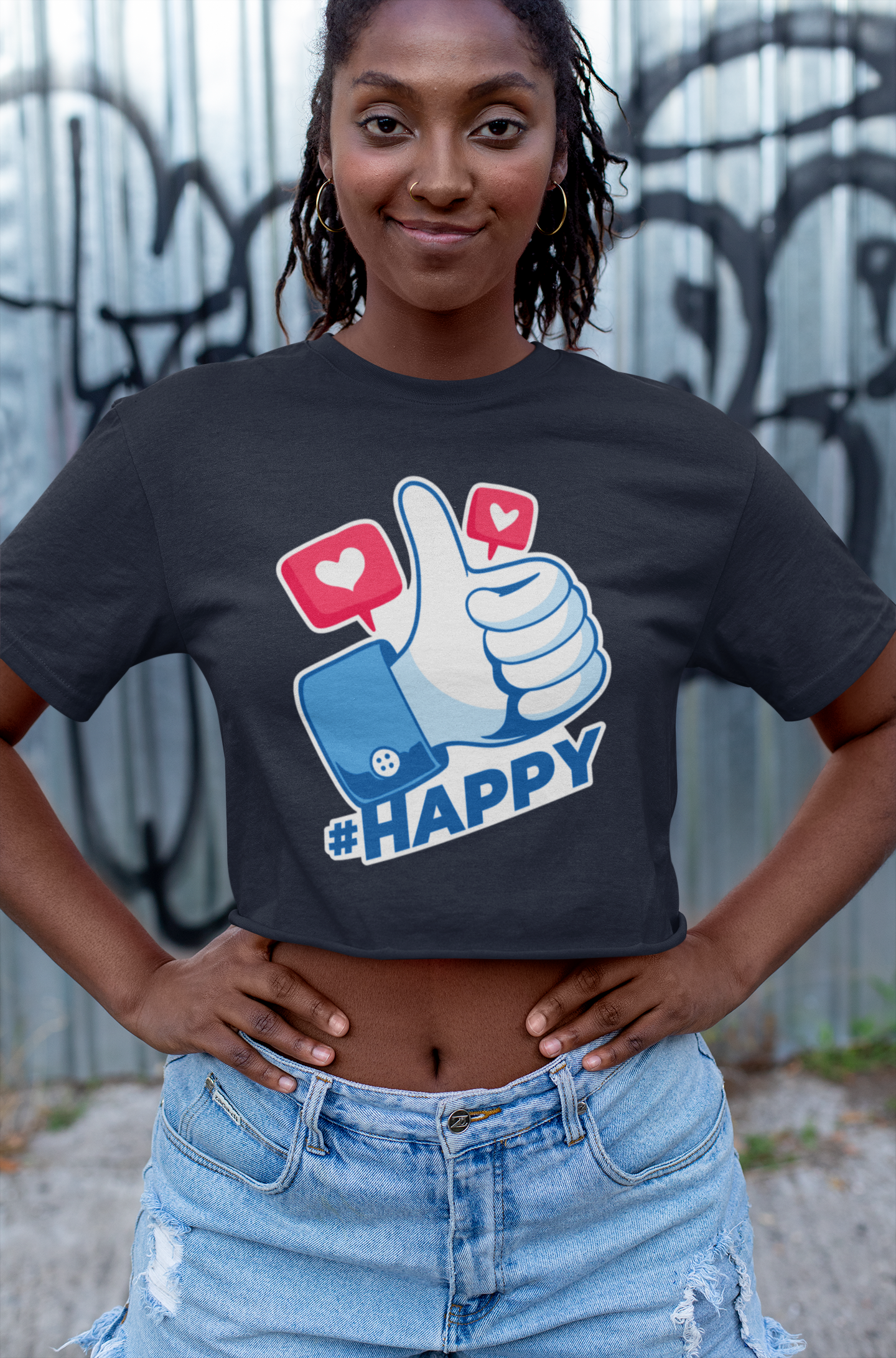 Happy Women Crop Top- FunkyTeesClub