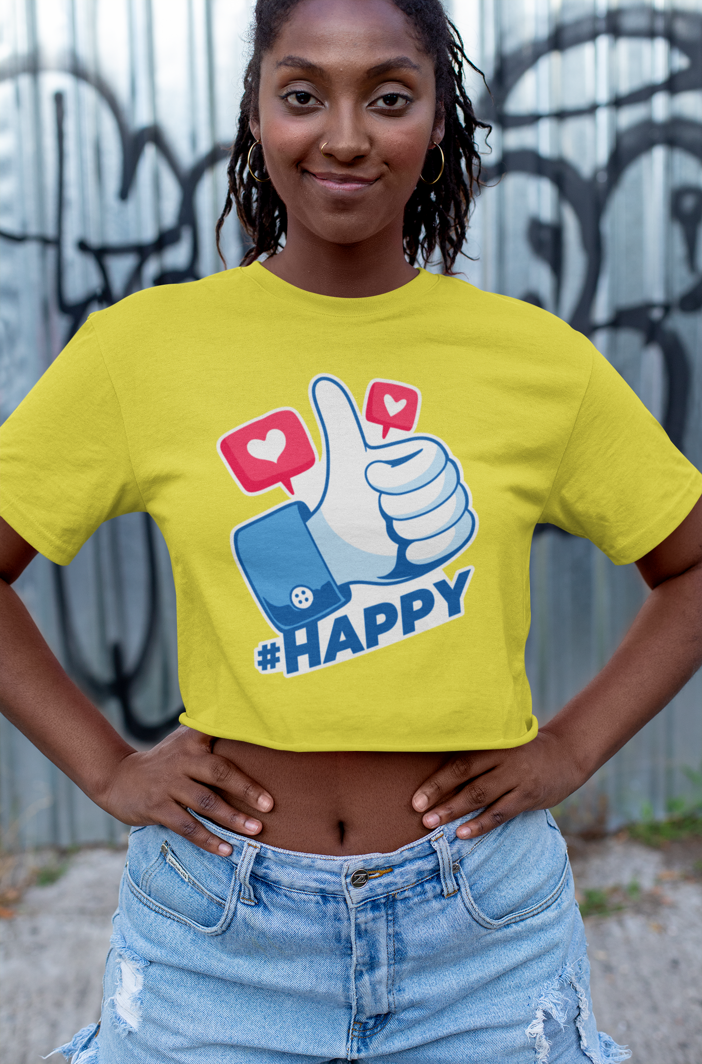 Happy Women Crop Top- FunkyTeesClub