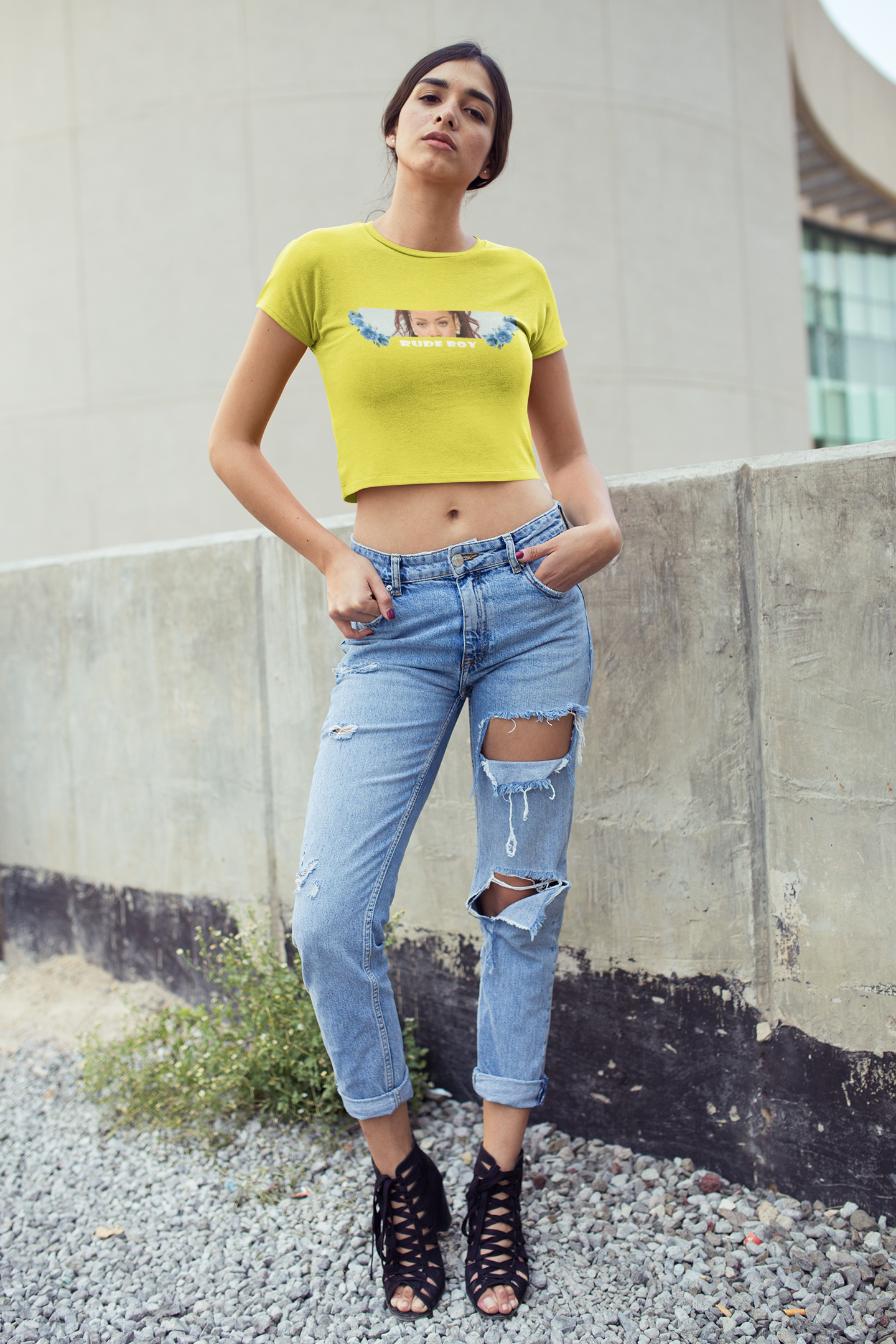 Rude Boy Minimals Women Crop Top- FunkyTeesClub