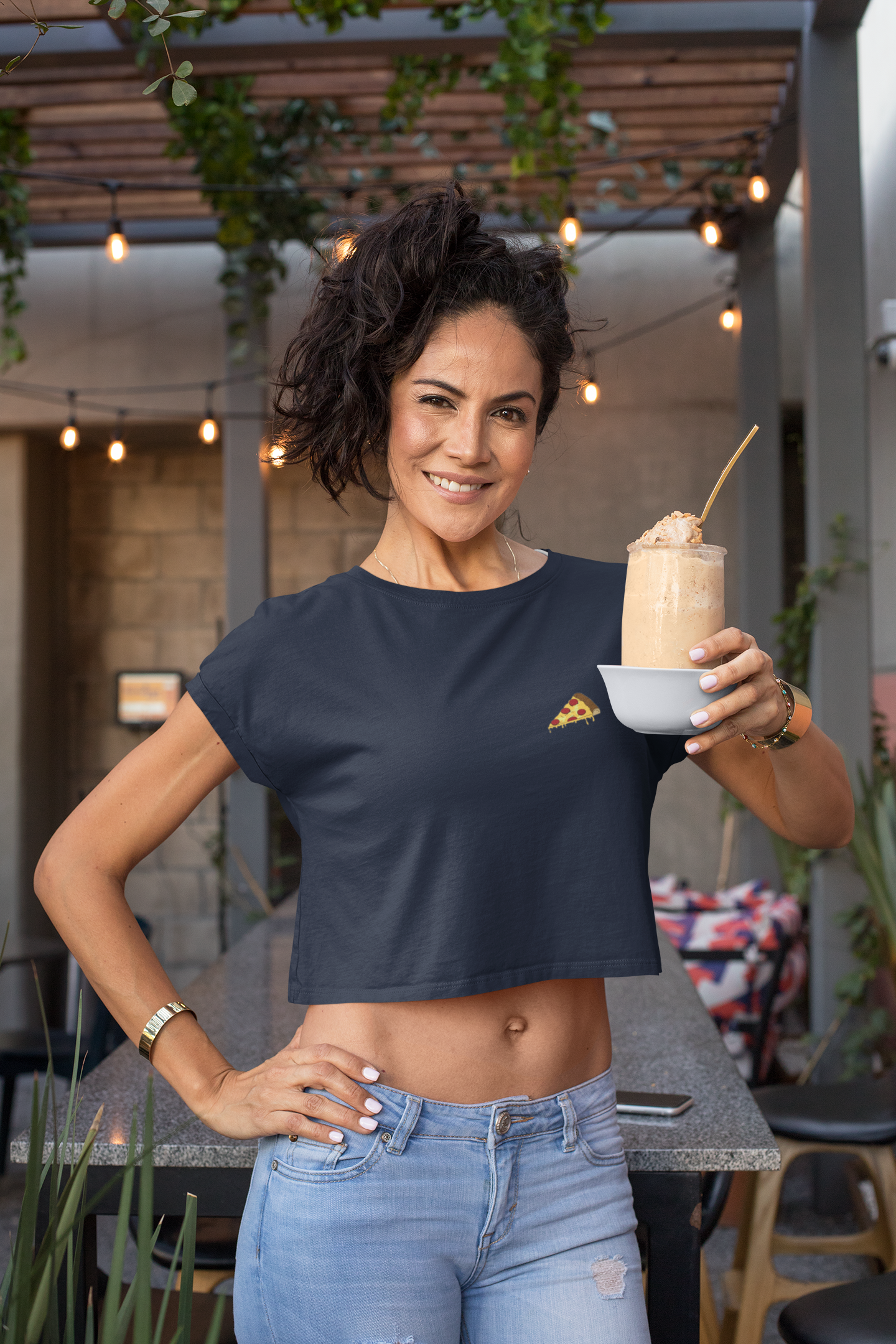 Pizza Minimals Women Crop Top- FunkyTeesClub