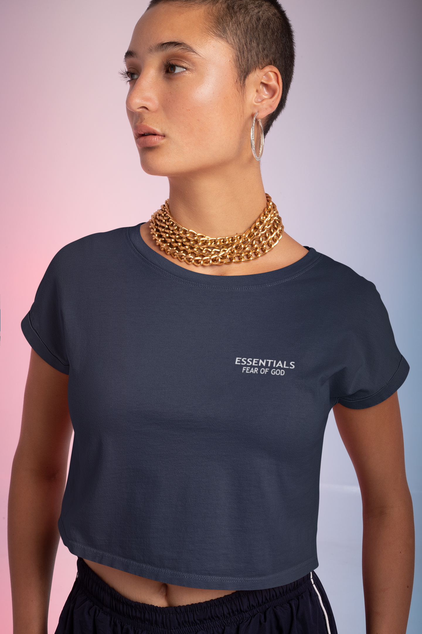 Essentials Fear Of God Quotes Women Crop Top- FunkyTeesClub