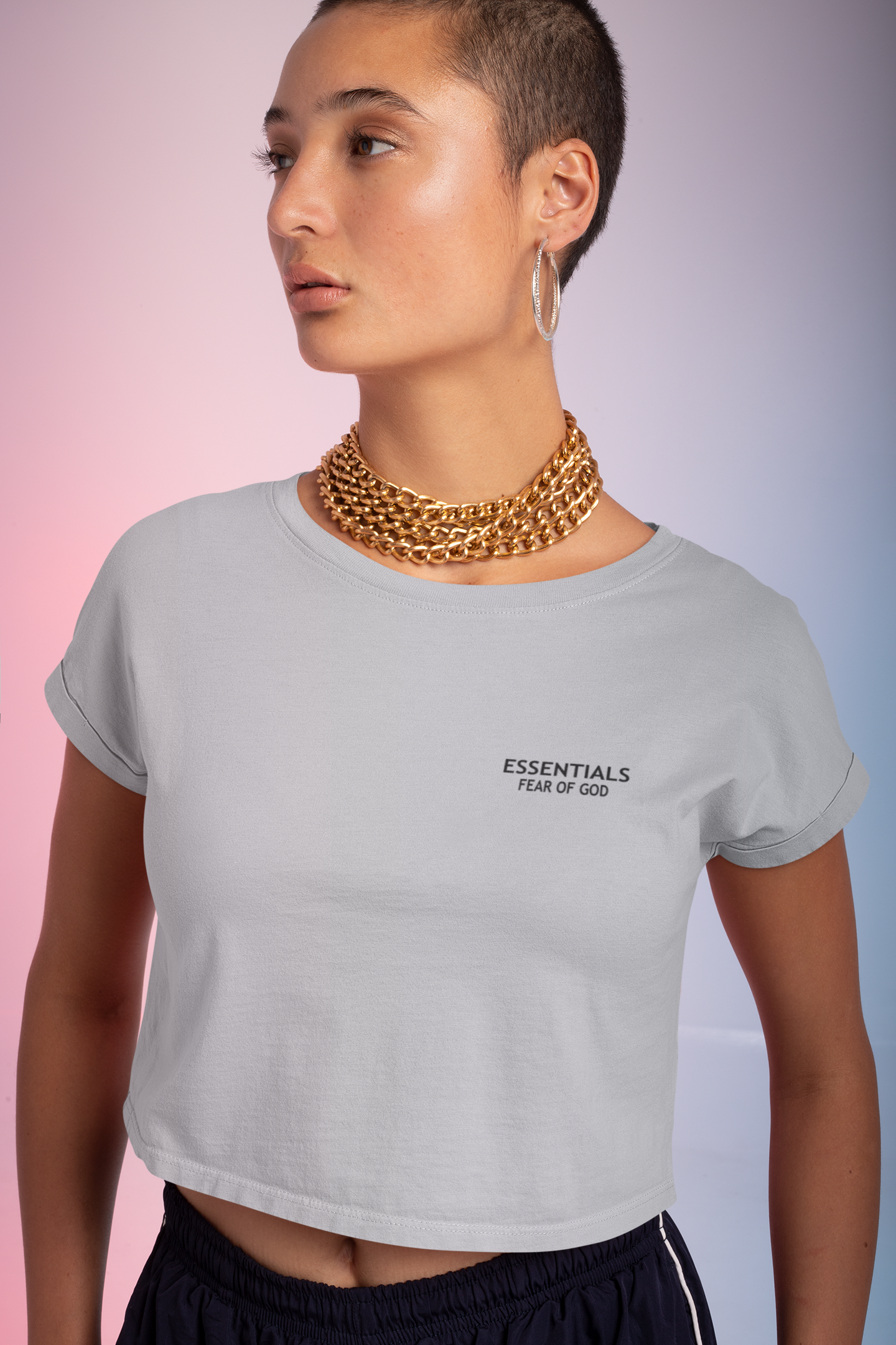 Essentials Fear Of God Quotes Women Crop Top- FunkyTeesClub