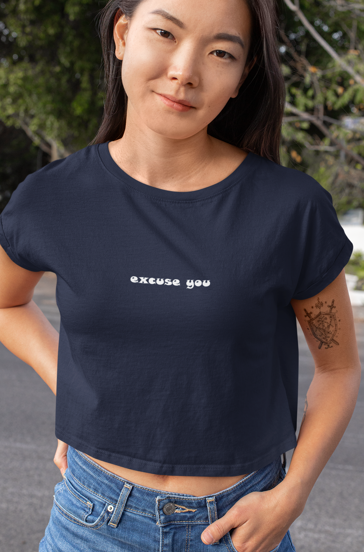 Excuse You Minimals Women Crop Top- FunkyTeesClub