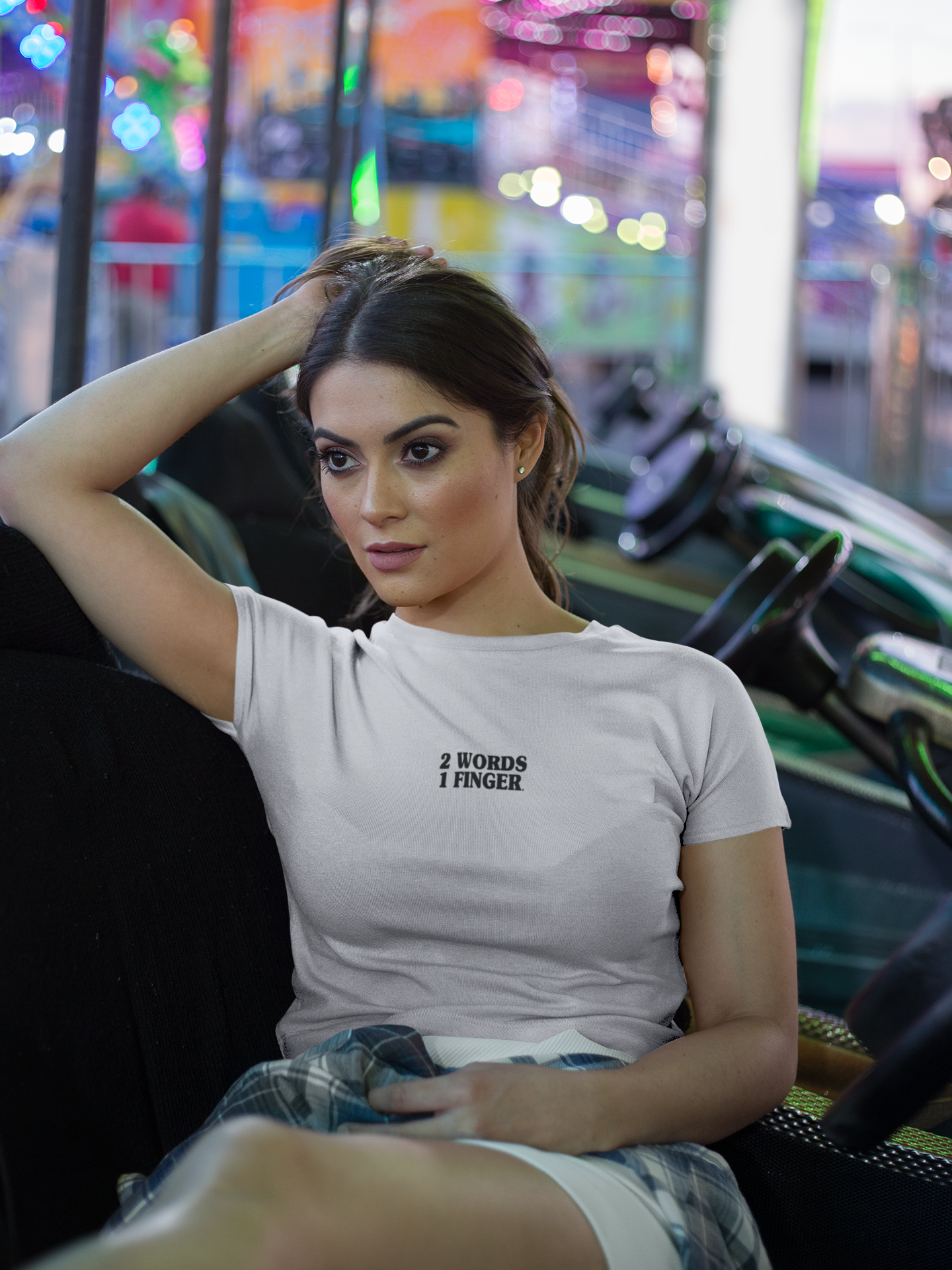 2 Words One Finger Quotes Women Crop Top- FunkyTeesClub