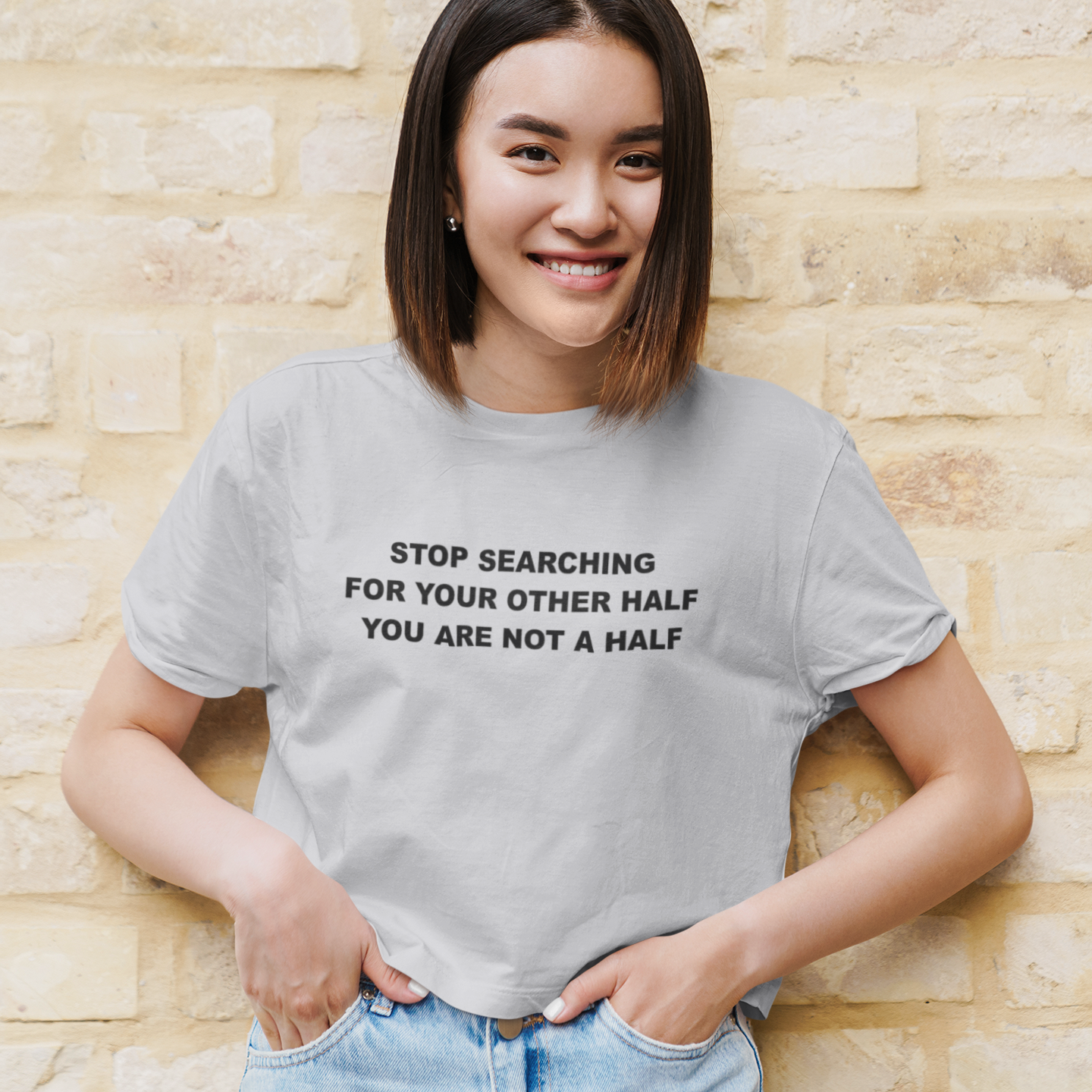 Stop Searching Quotes Women Crop Top- FunkyTeesClub