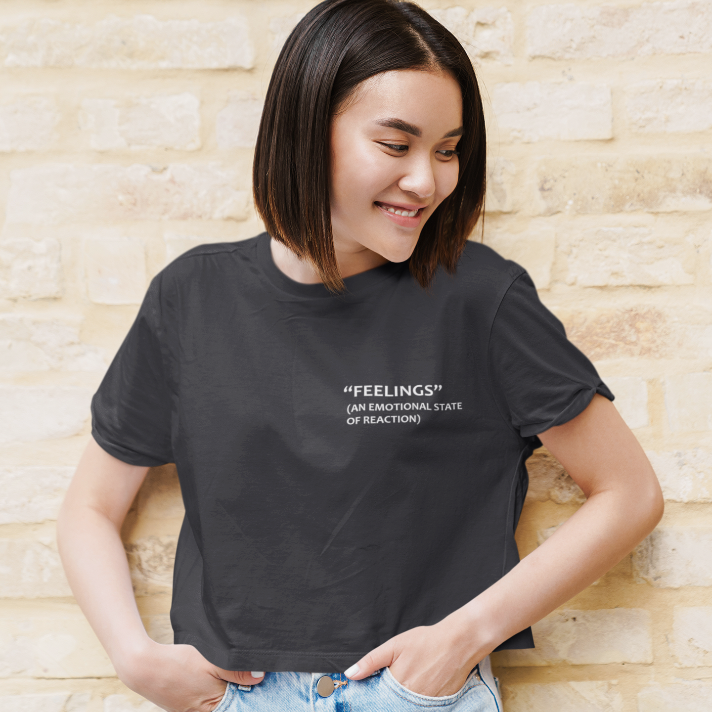 Feelings An Emotional State Of Reaction Quotes Women Crop Top- FunkyTeesClub