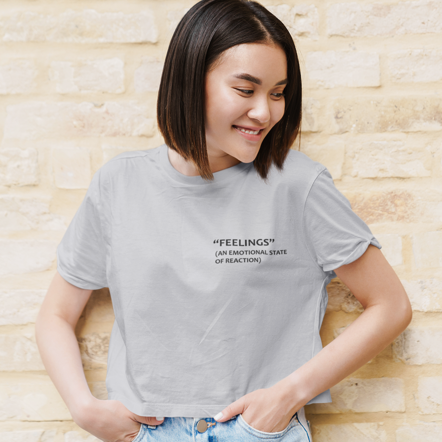 Feelings An Emotional State Of Reaction Quotes Women Crop Top- FunkyTeesClub
