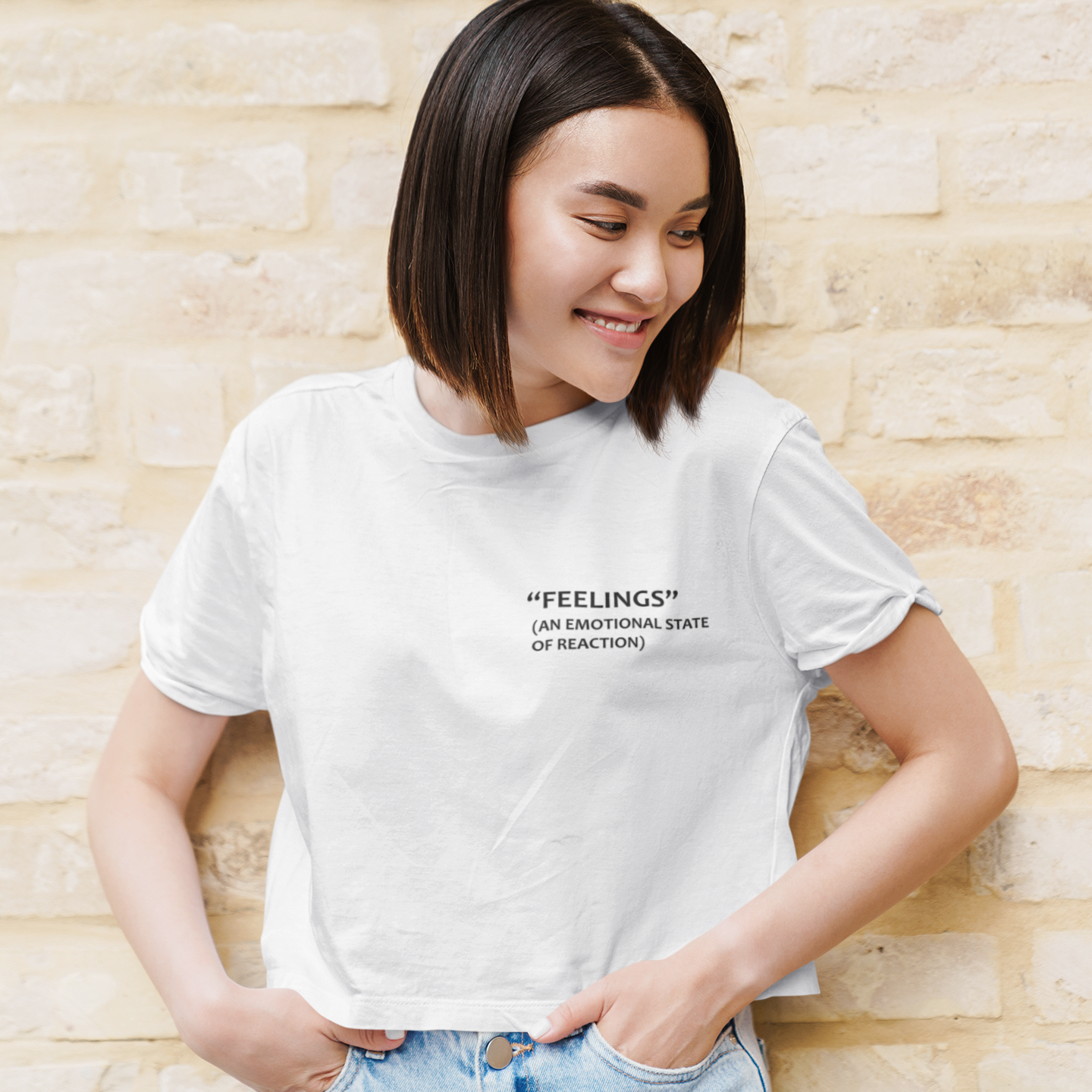 Feelings An Emotional State Of Reaction Quotes Women Crop Top- FunkyTeesClub