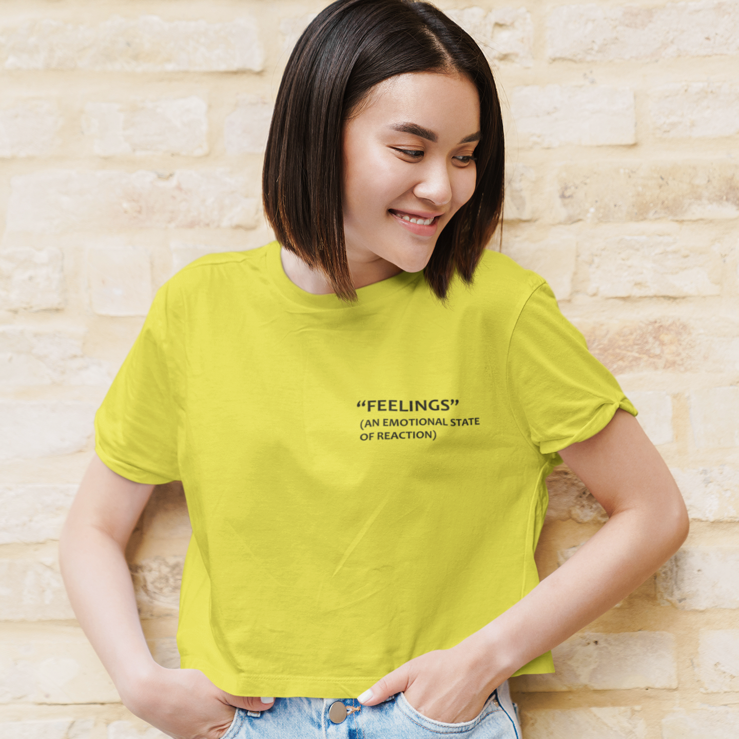 Feelings An Emotional State Of Reaction Quotes Women Crop Top- FunkyTeesClub