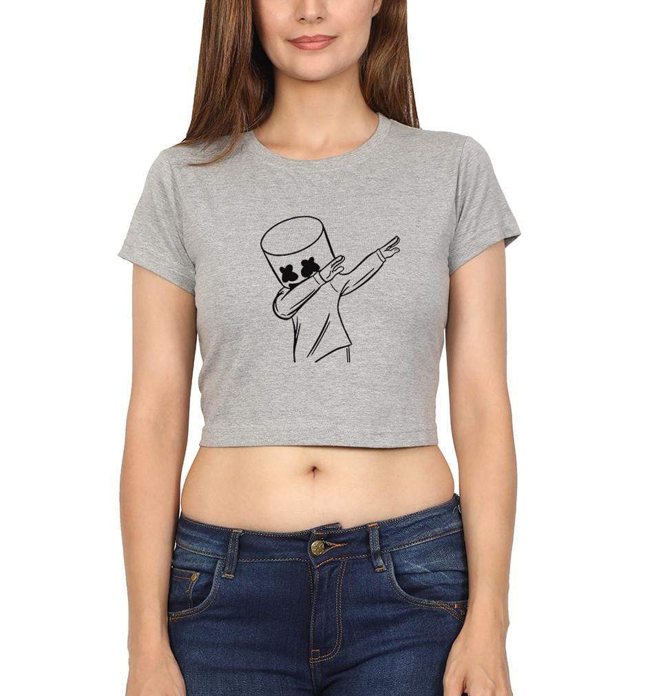 Dab Marshmello Womens Crop Top-FunkyTeesClub - FunkyTeesClub