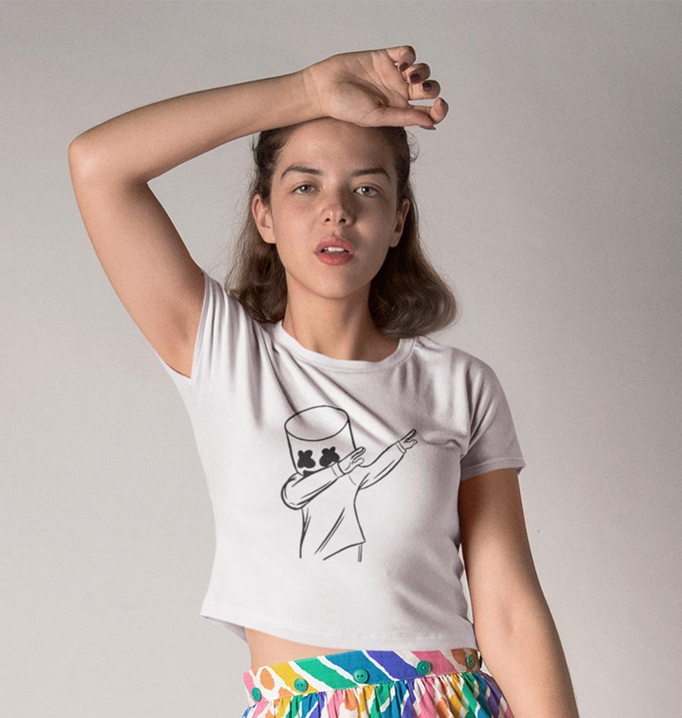 Dab Marshmello Womens Crop Top-FunkyTeesClub - FunkyTeesClub