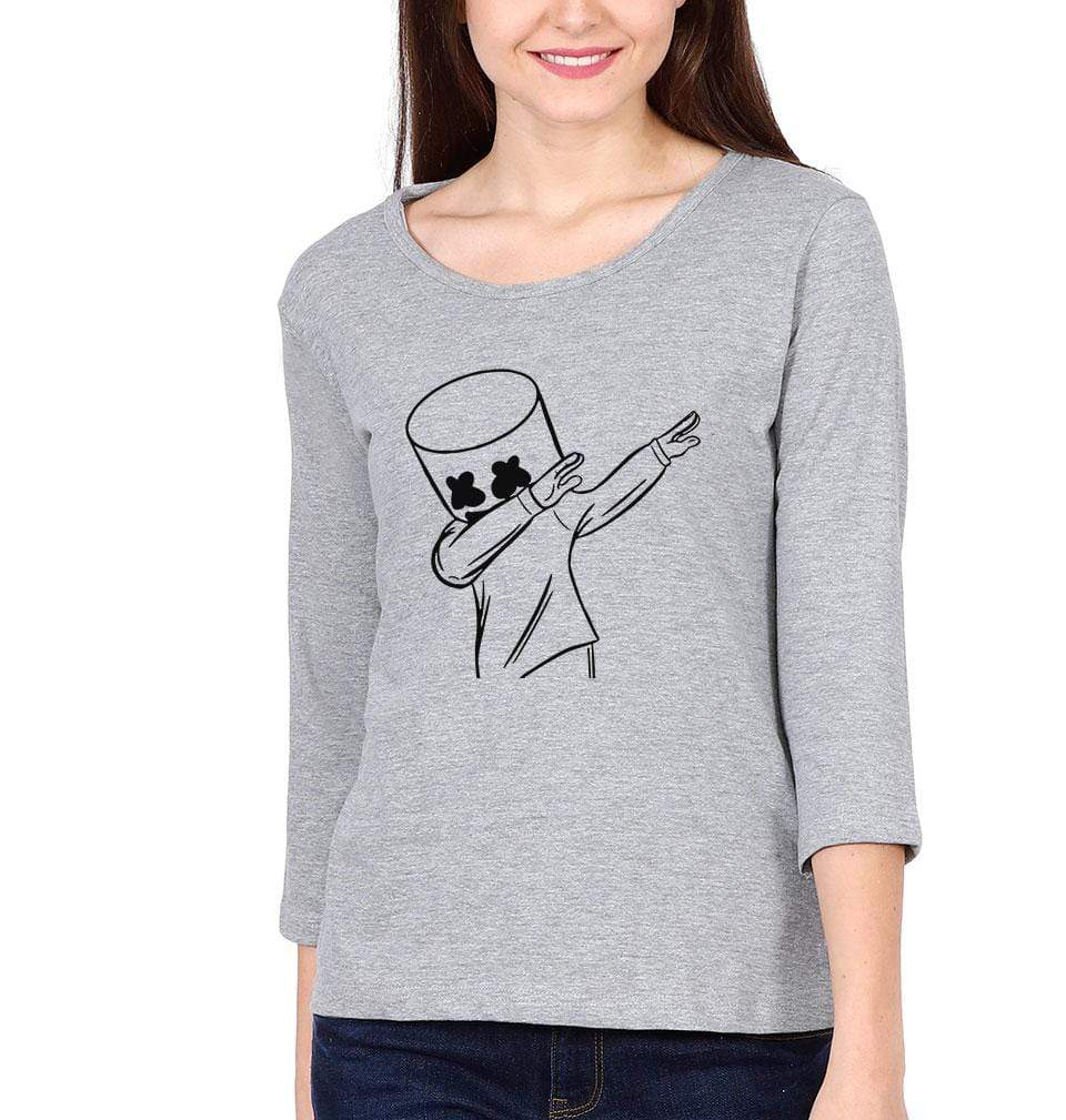 Dab Marshmello Womens Full Sleeves T-Shirts-FunkyTeesClub - FunkyTeesClub