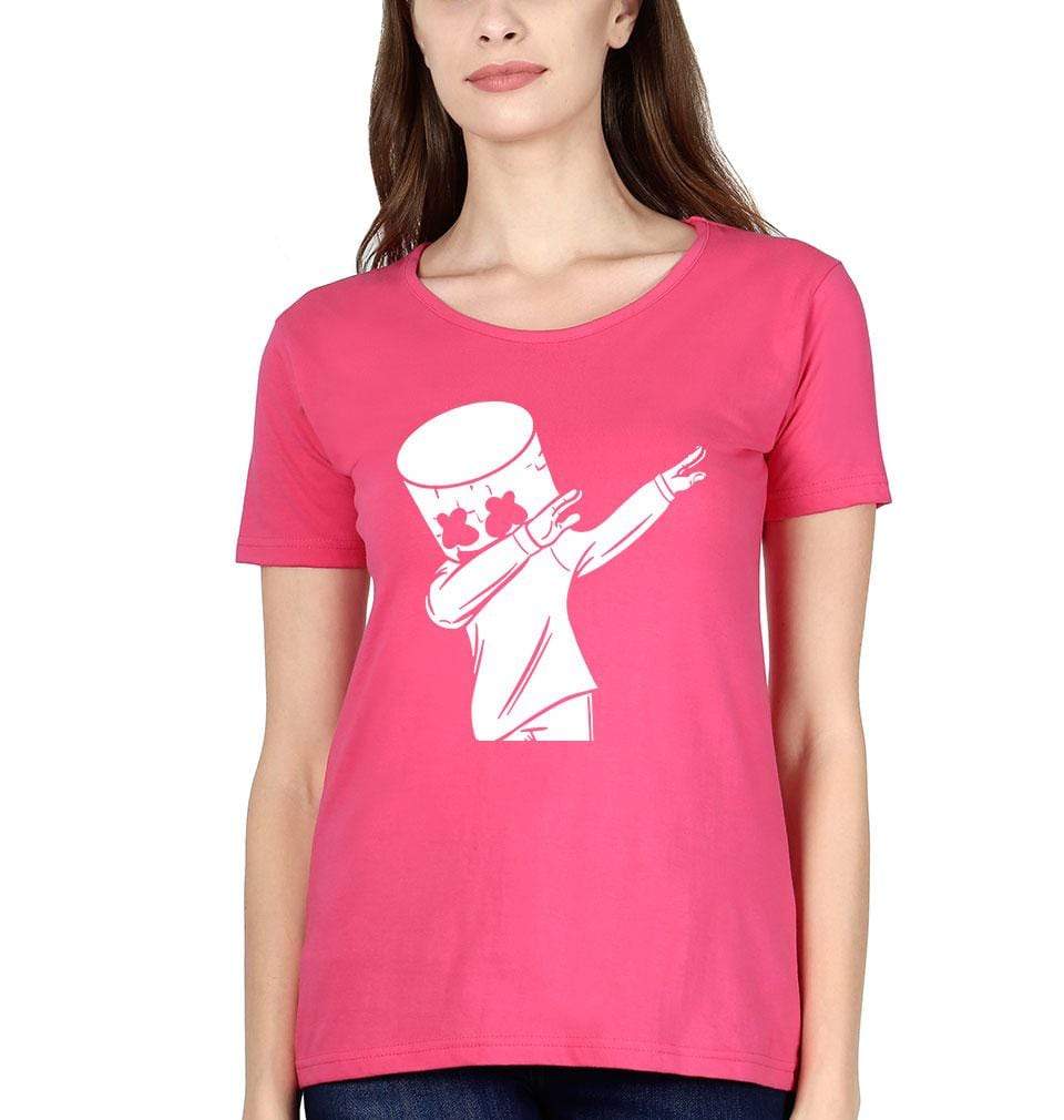 Dab Marshmello Womens Half Sleeves T-Shirts-FunkyTeesClub - FunkyTeesClub