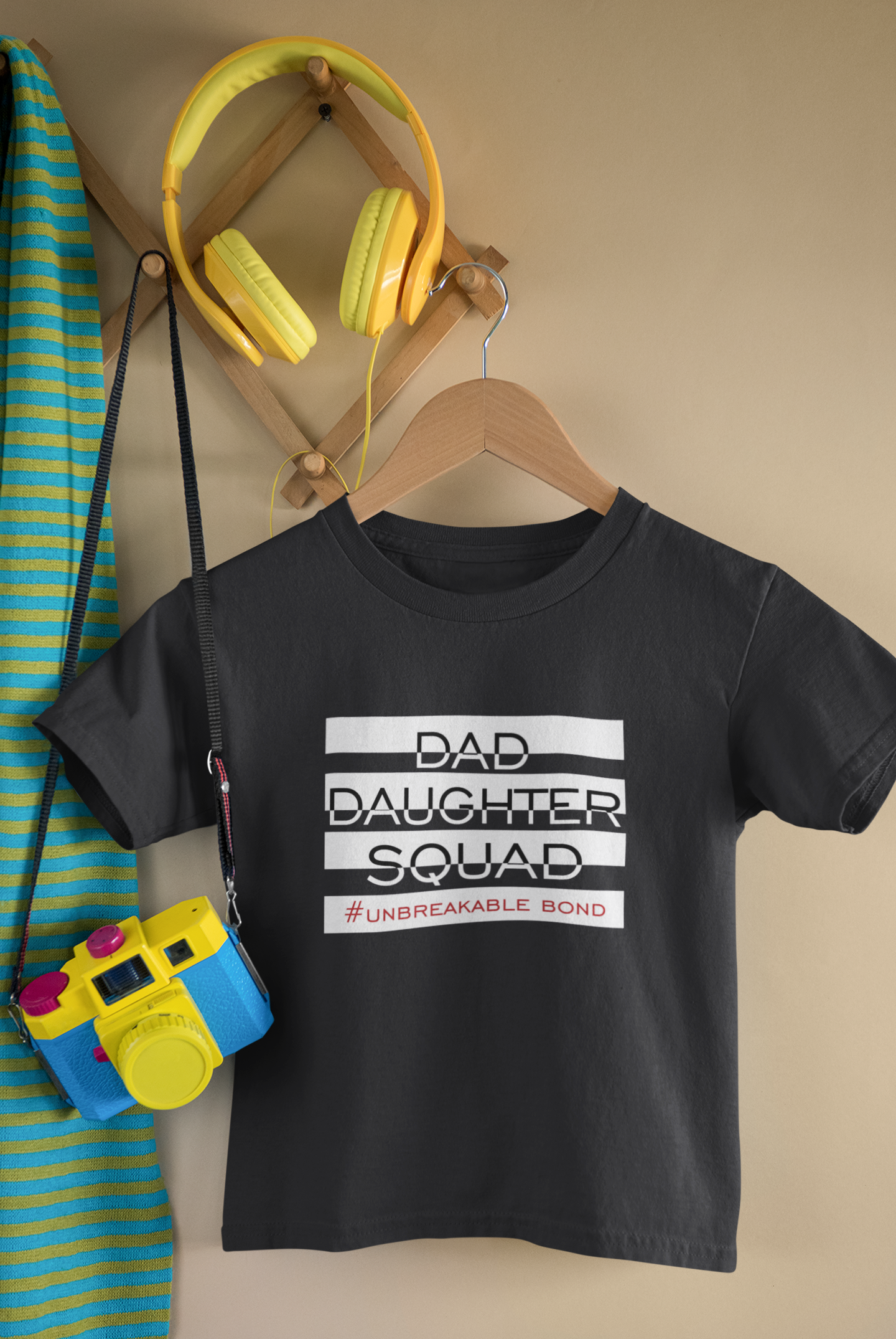 Dad Daughter Squad Father and Daughter Black Matching T-Shirt- FunkyTeesClub