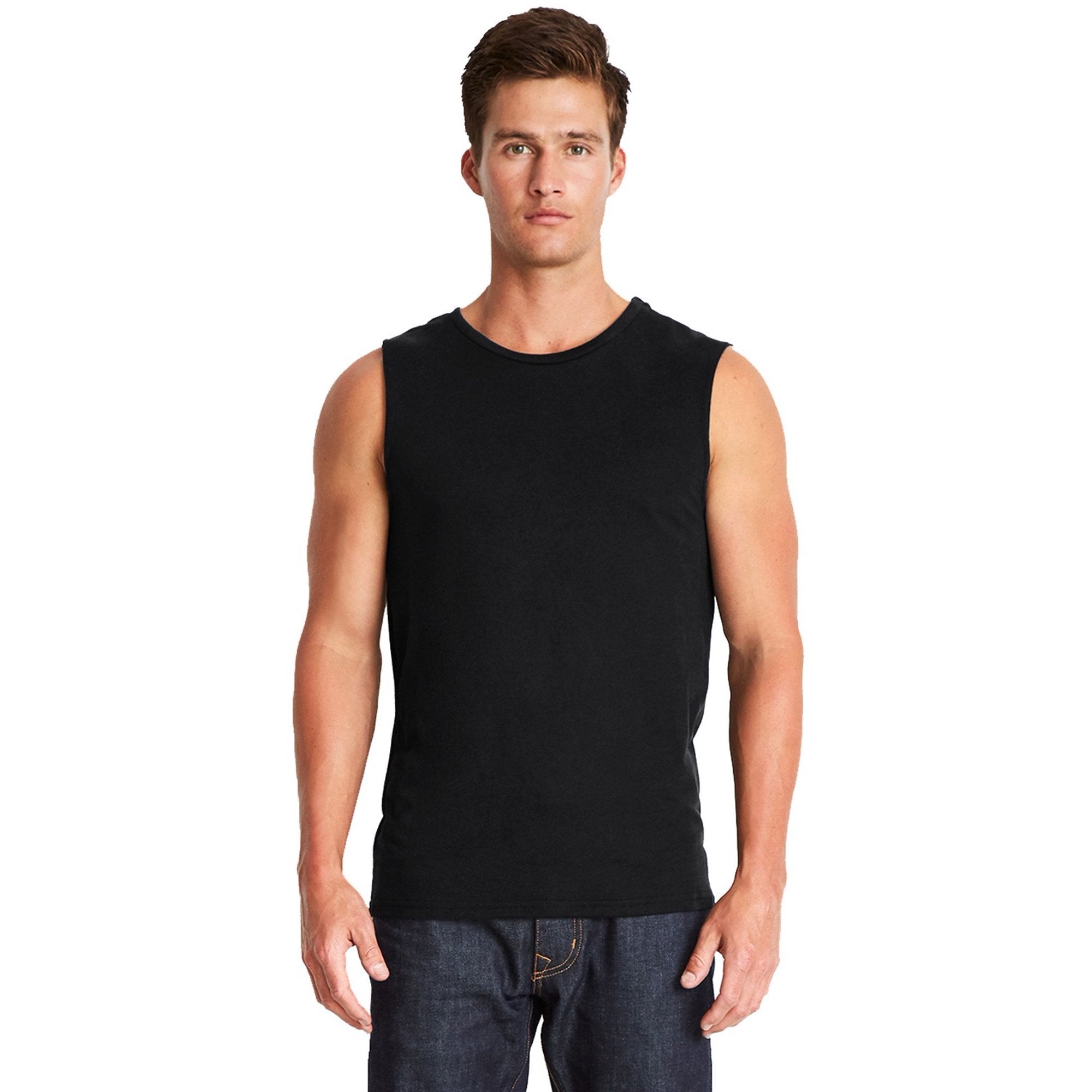 Plain black Sleeveless T-Shirt-FunkyTeesClub