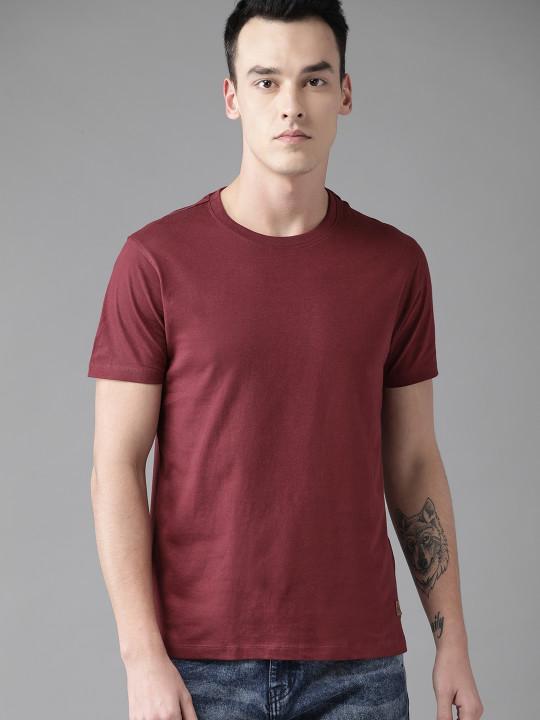 Plain maroon Half Sleeves T-Shirt-FunkyTeesClub