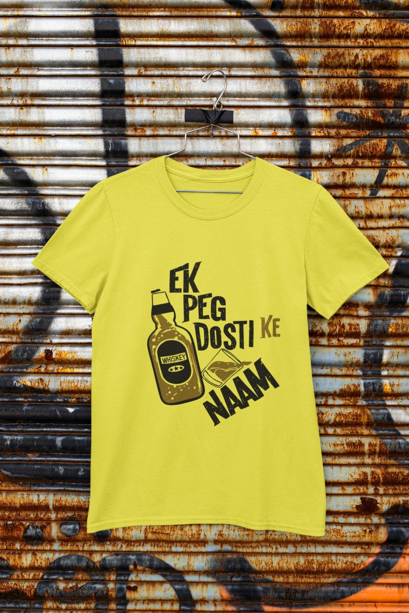 Ek Peg Dosti Ke Naam Pub And Beer Mens Half Sleeves T-shirt- FunkyTeesClub - Funky Tees Club
