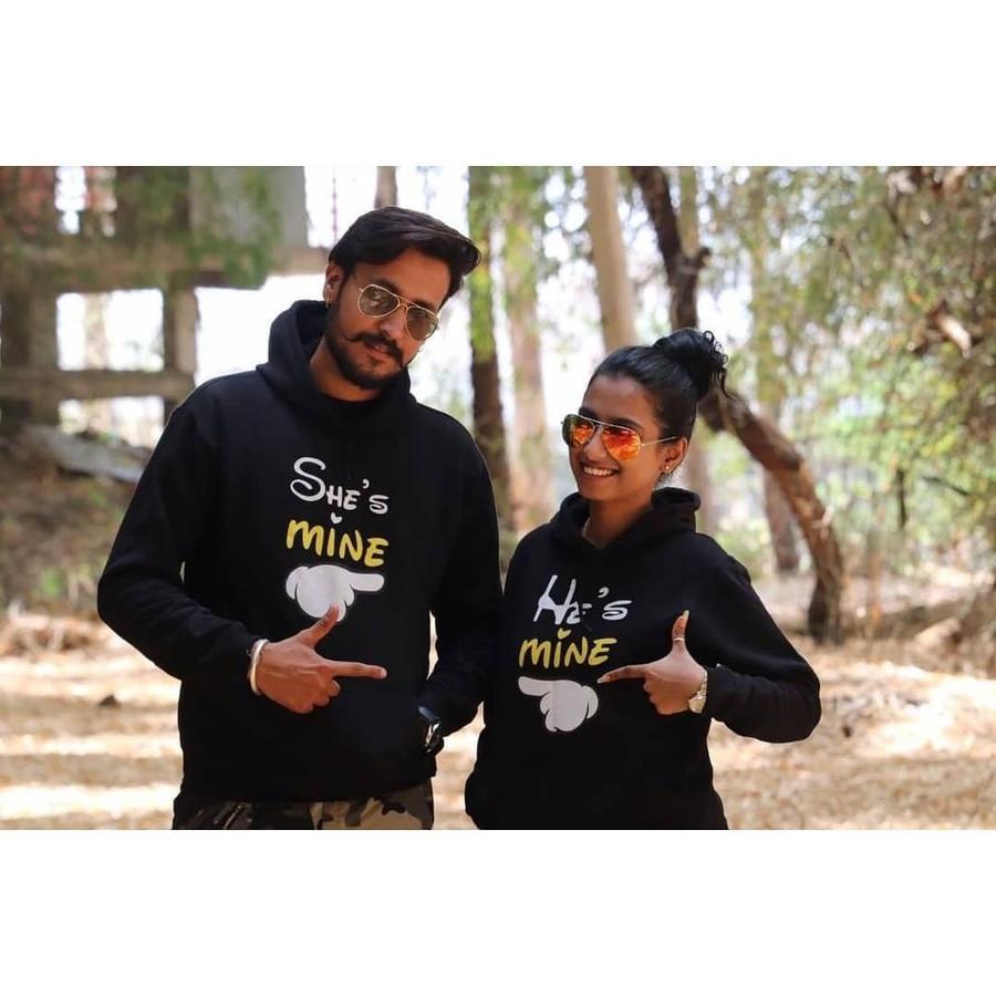He is Mine She is Mine Couple Hoodie-FunkyTees