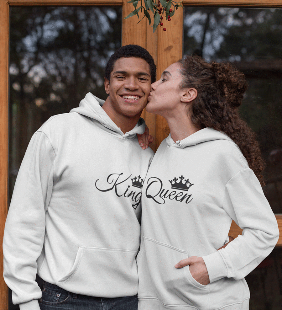 King Queen Couple Hoodie-FunkyTees