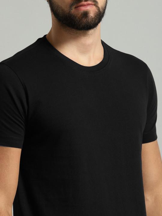 Plain black Half Sleeves T-Shirt-FunkyTeesClub